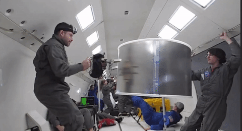 The robotic gripper being tested out on a zero G flight.