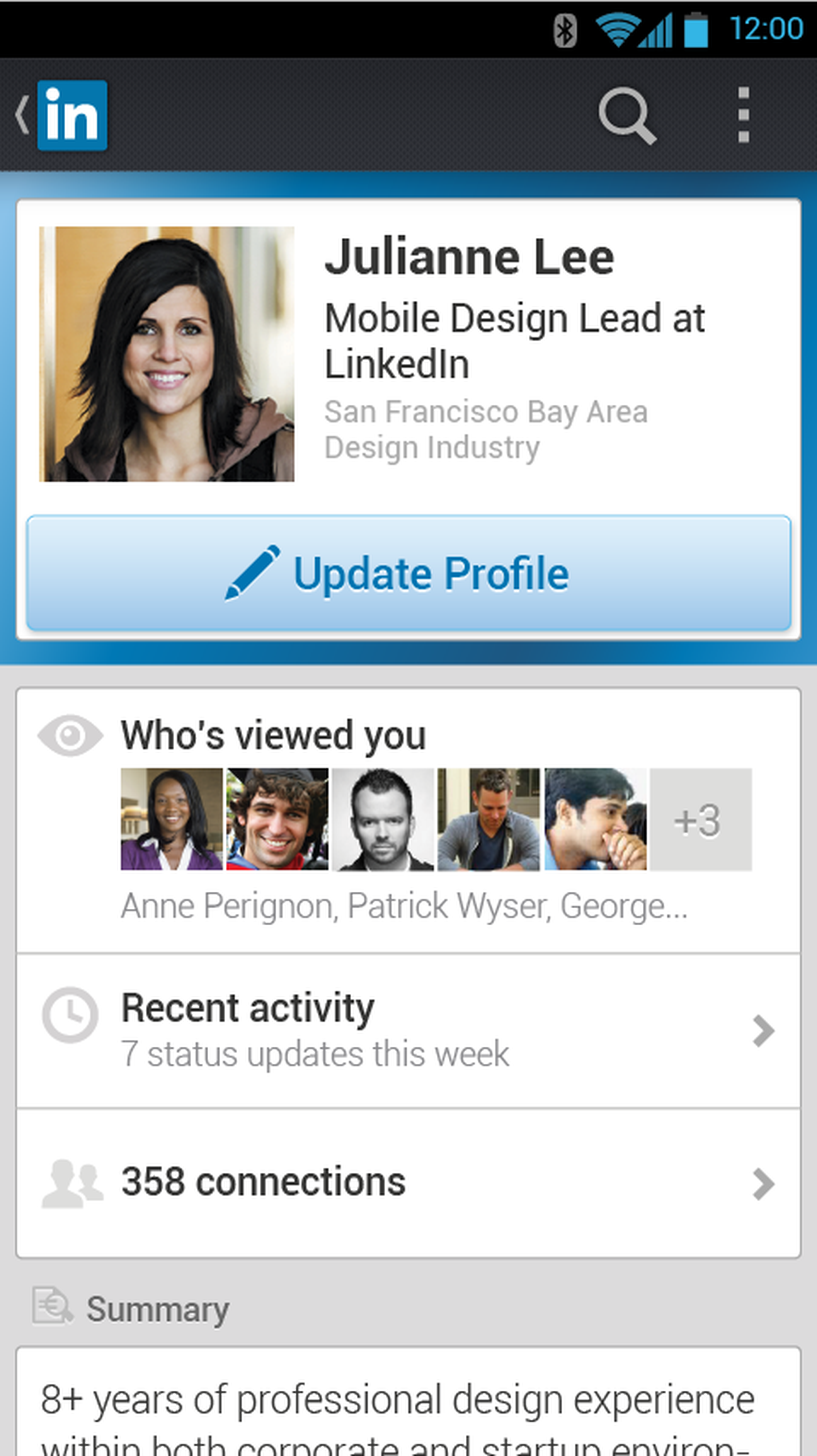 LinkedIn mobile app redesign press images