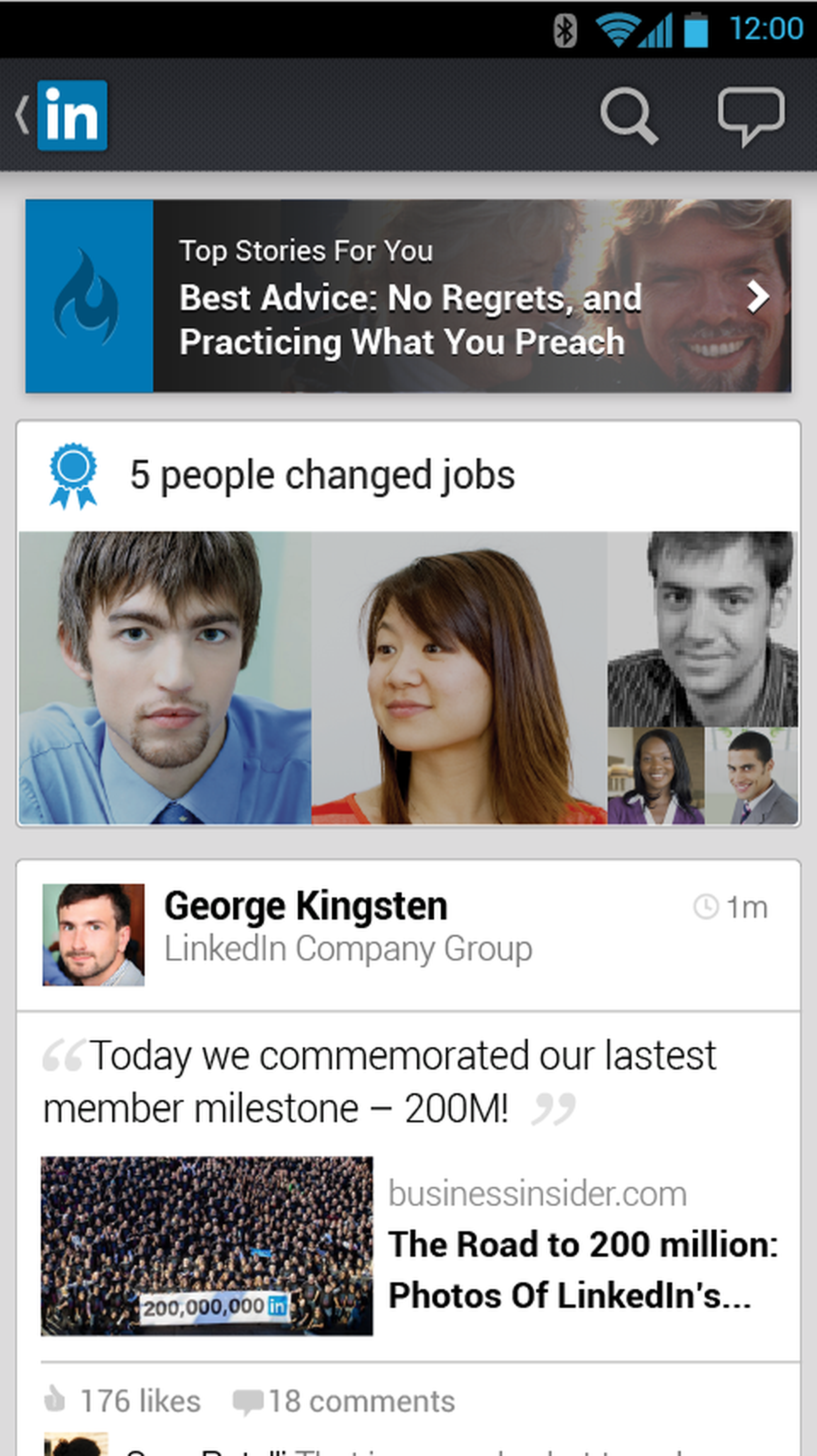 LinkedIn mobile app redesign press images