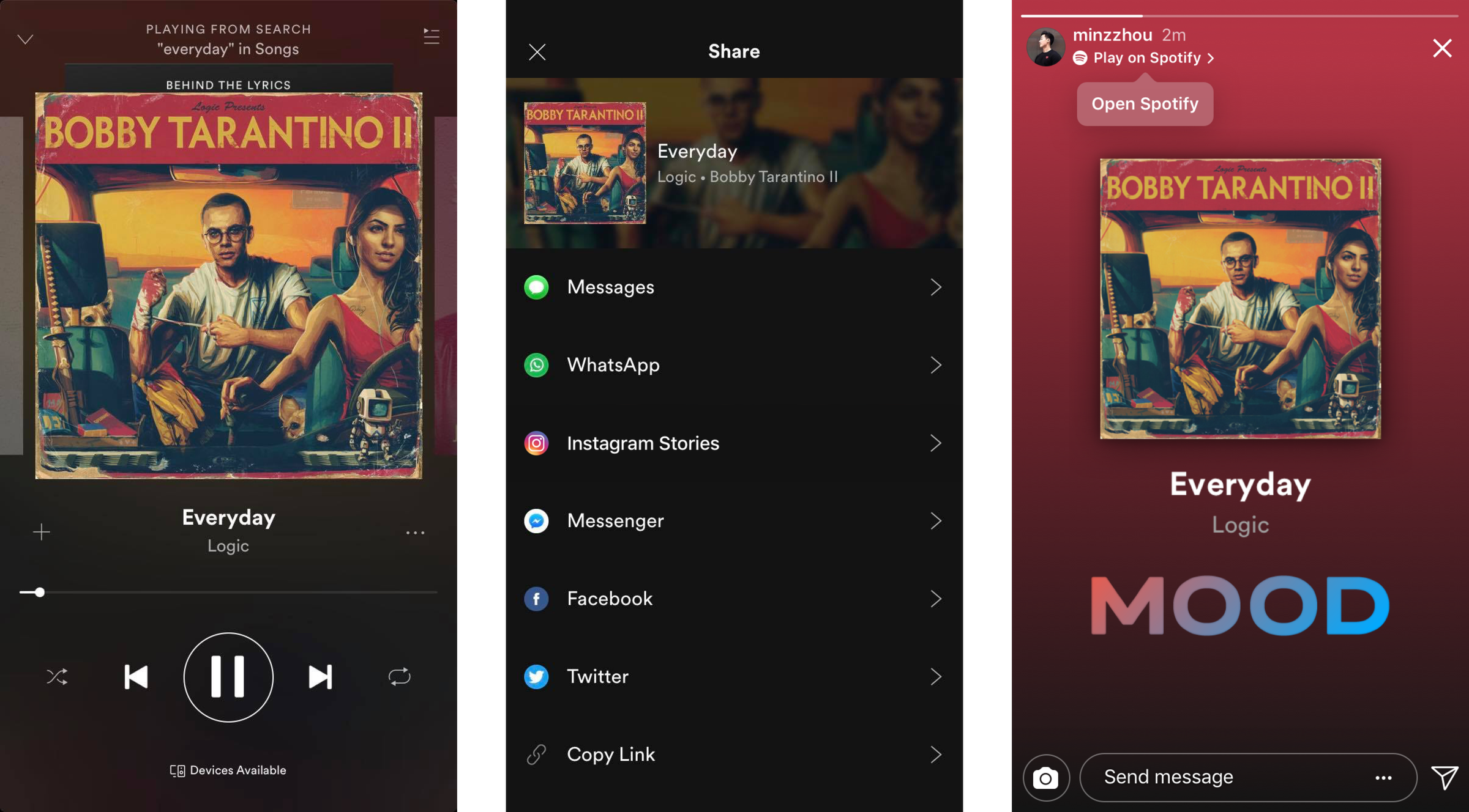 The Spotify integration feature with Instagram.