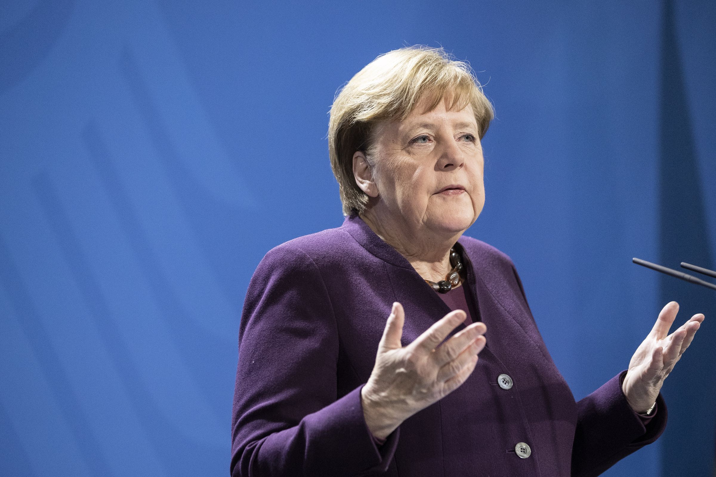 Merkel Holds Press Conference As Authorities Tighten Measures To Stem Coronavirus Spread
