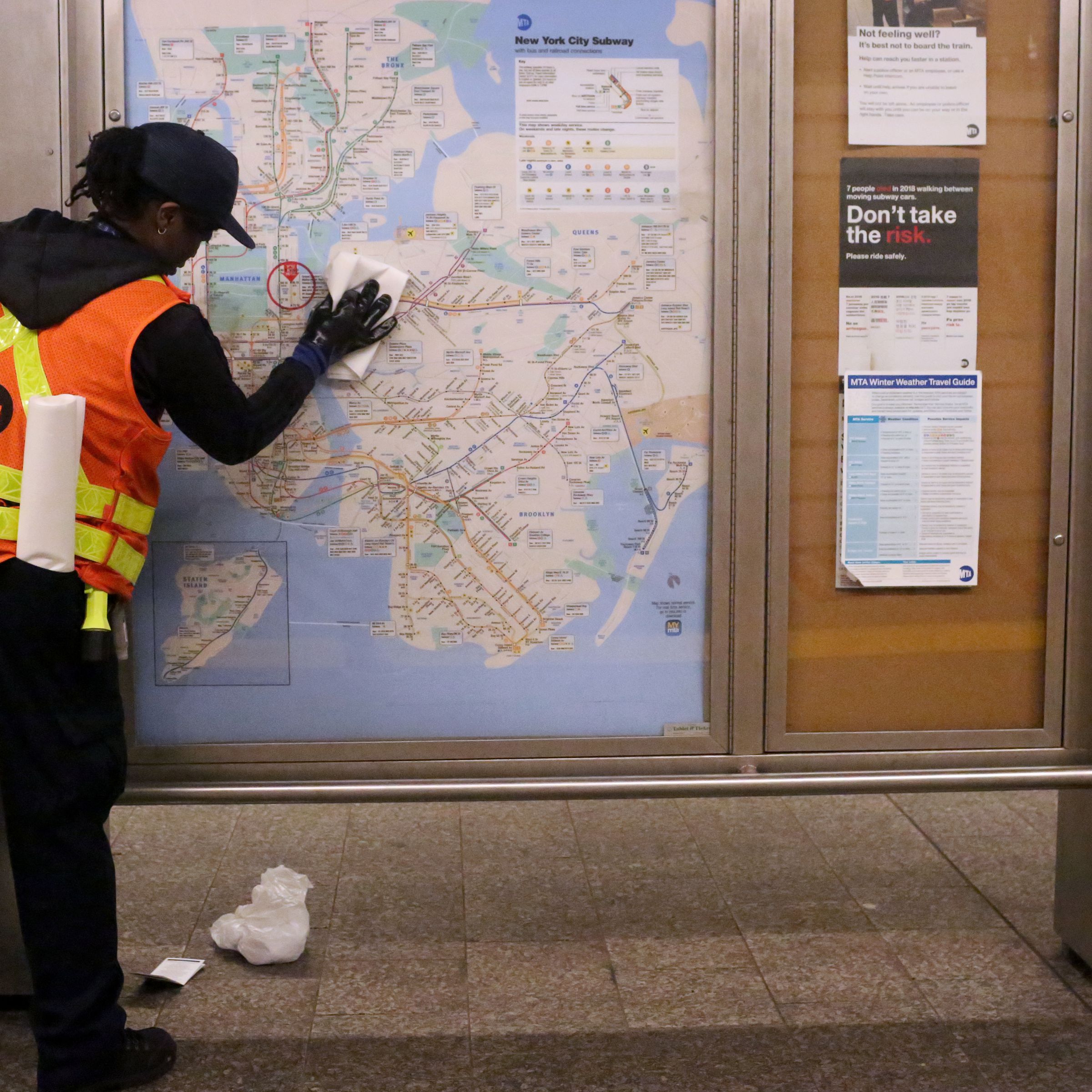 MTA Cleans Subway Stations As More Coronavirus Cases Confirmed In New York City Area