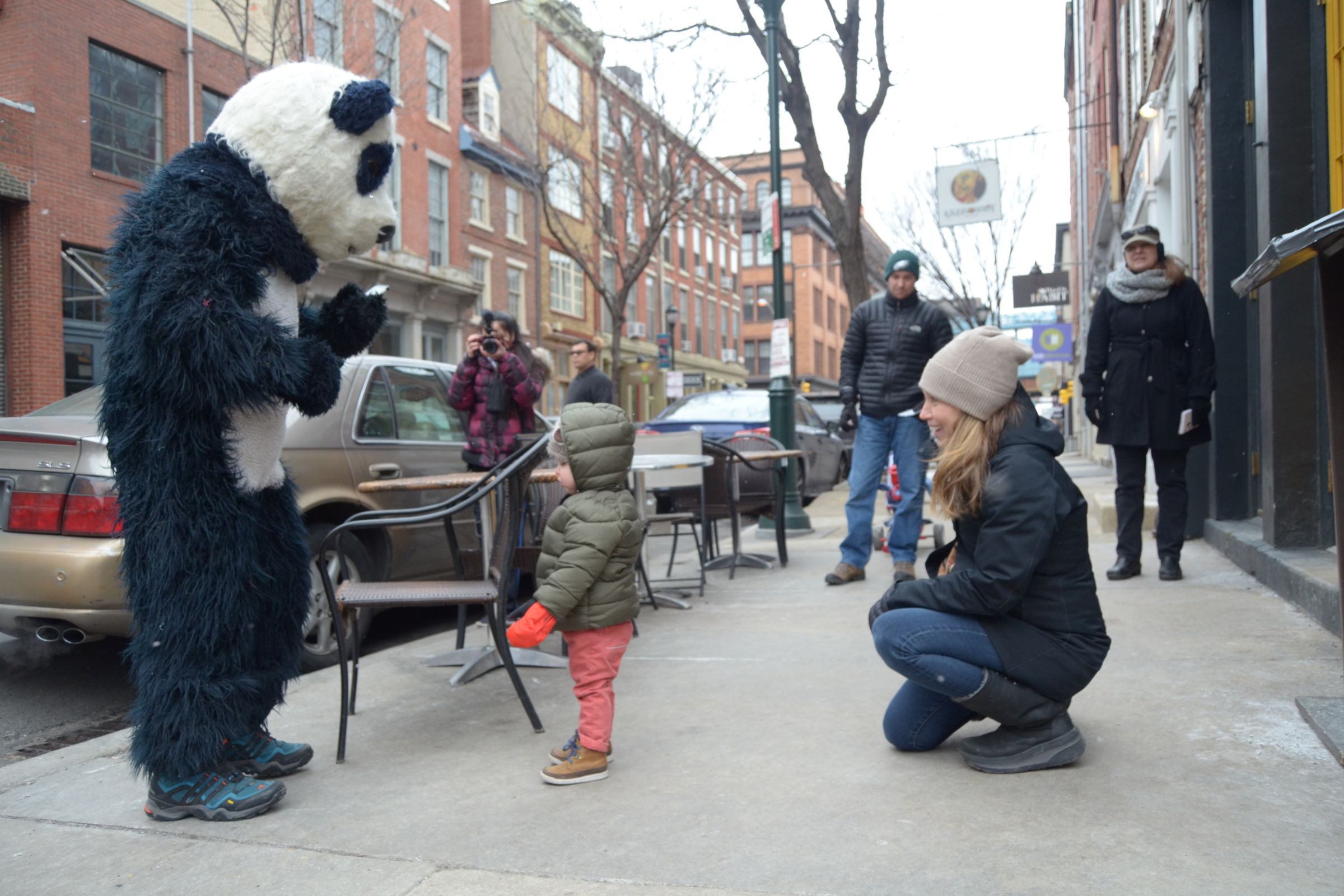 The Bamboowifi panda mascot and members of the local neighborhood 