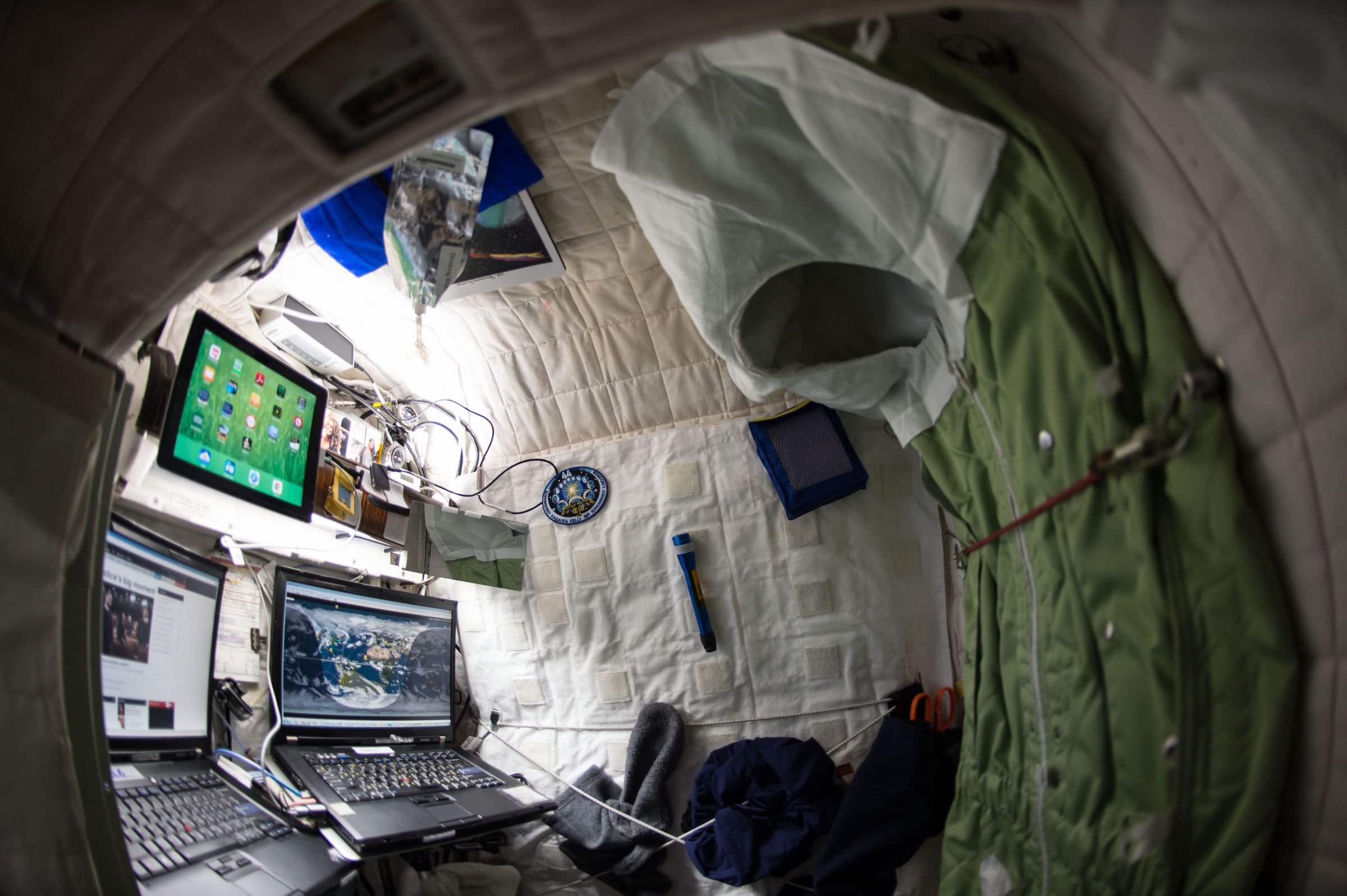 Scott Kelly’s living quarters on the ISS, in 2015.
