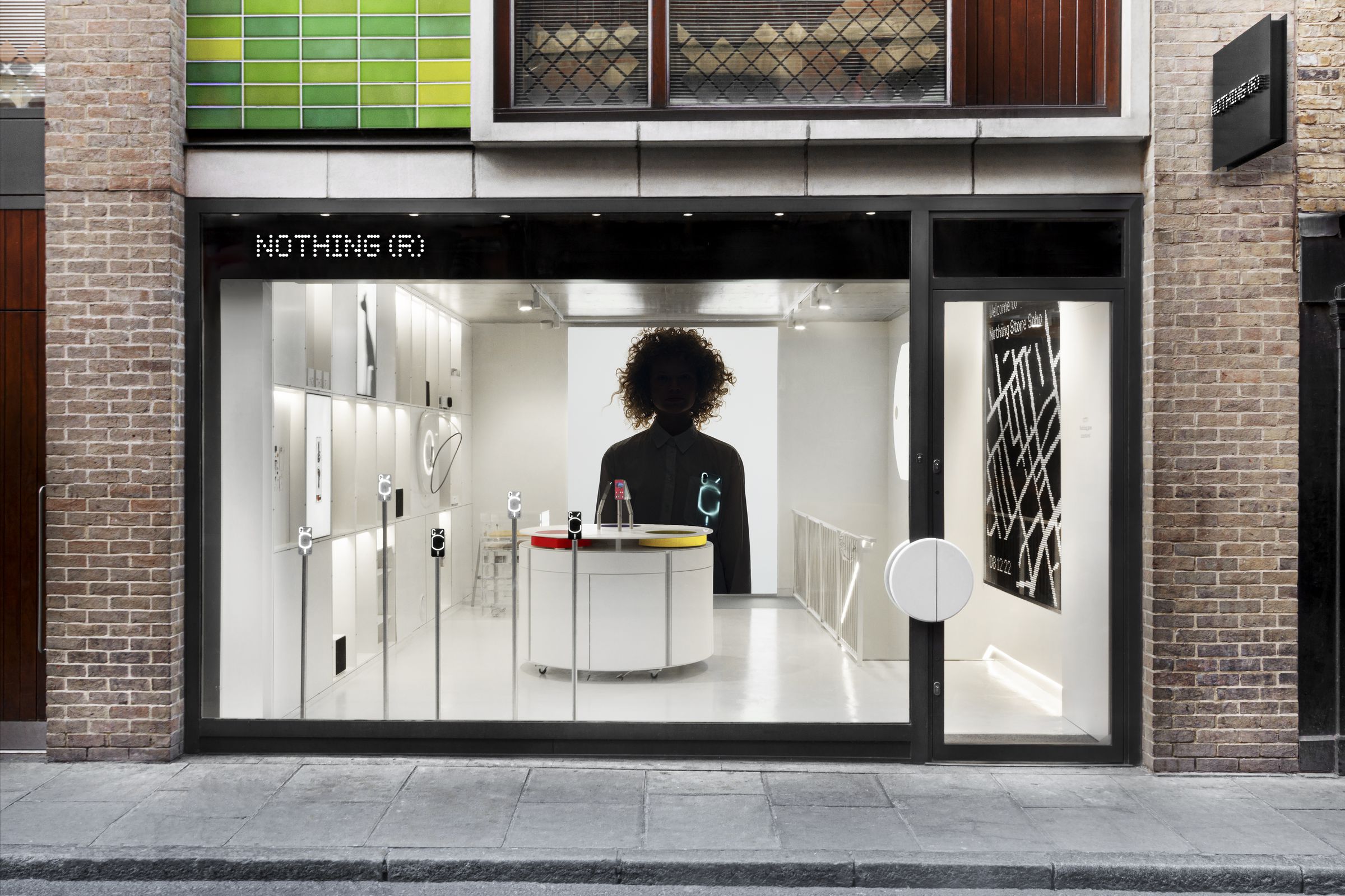 A photograph taken of the outside of the Nothing Store in Soho, London (UK).