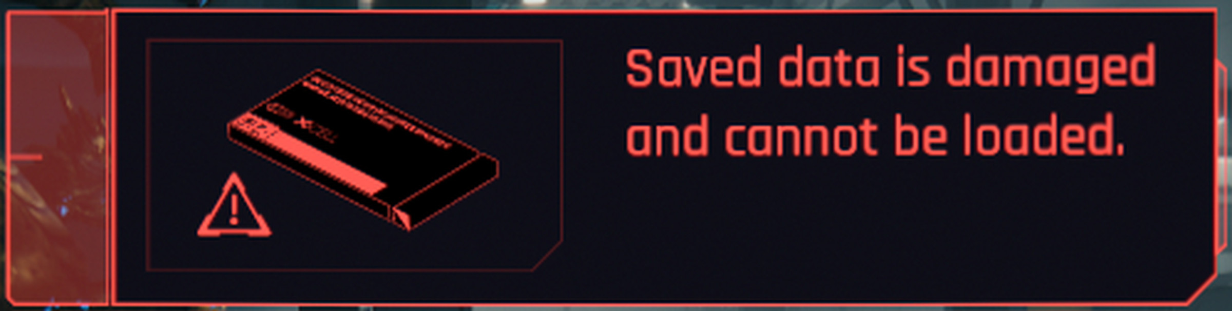 The prompt shown for corrupted saves in Cyberpunk 2077.