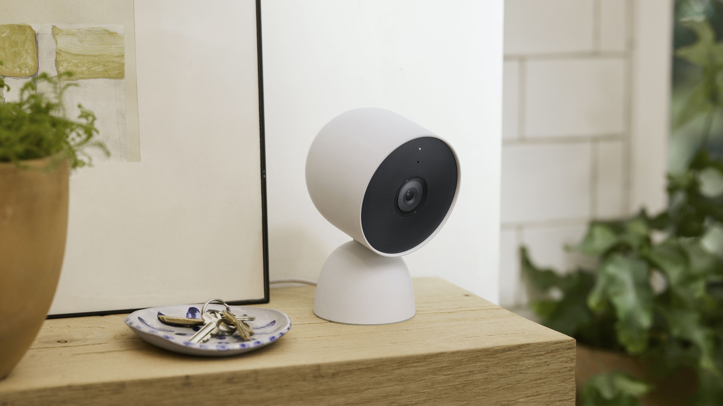 The Nest Cam’s magnetic base makes it easy to mount to a wall or place on a shelf.
