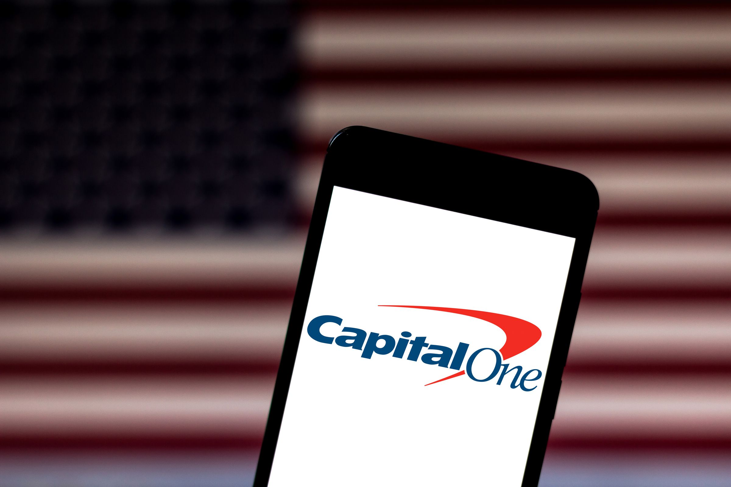 In this photo illustration the Capital One Financial...