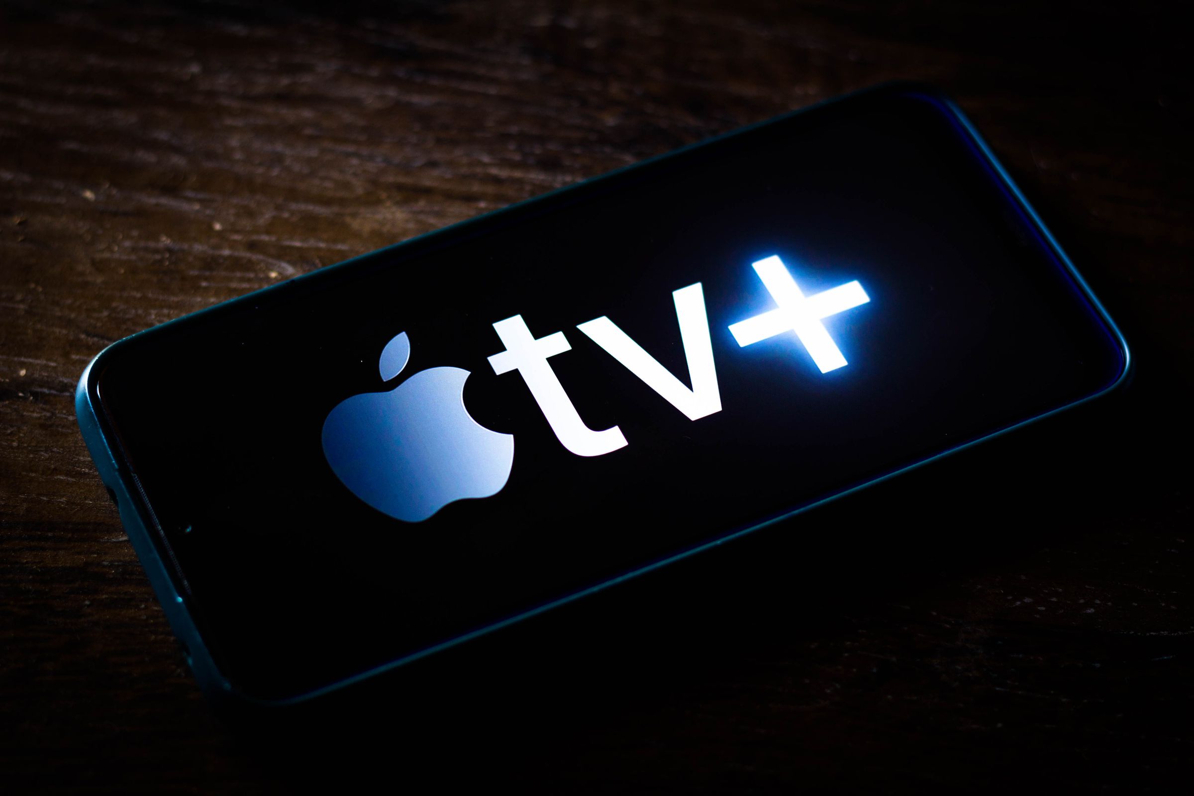 In this photo illustration the Apple TV+ (Plus) logo is displayed on a smartphone screen.