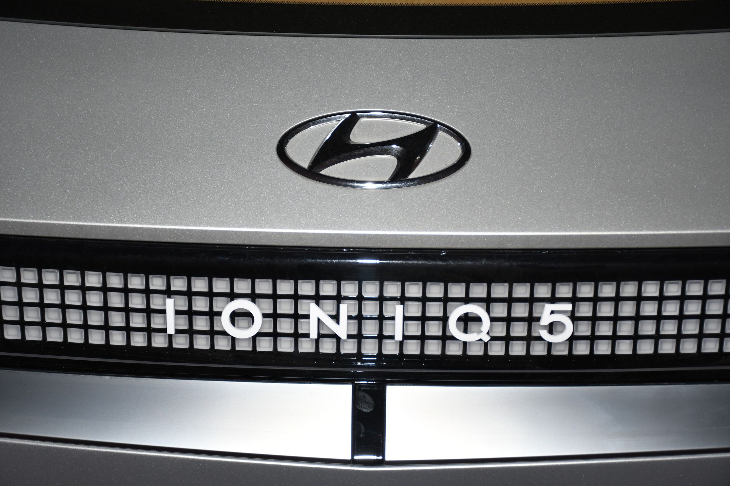 A close-up of Hyundai Ioniq 5 is seen on the electric car...