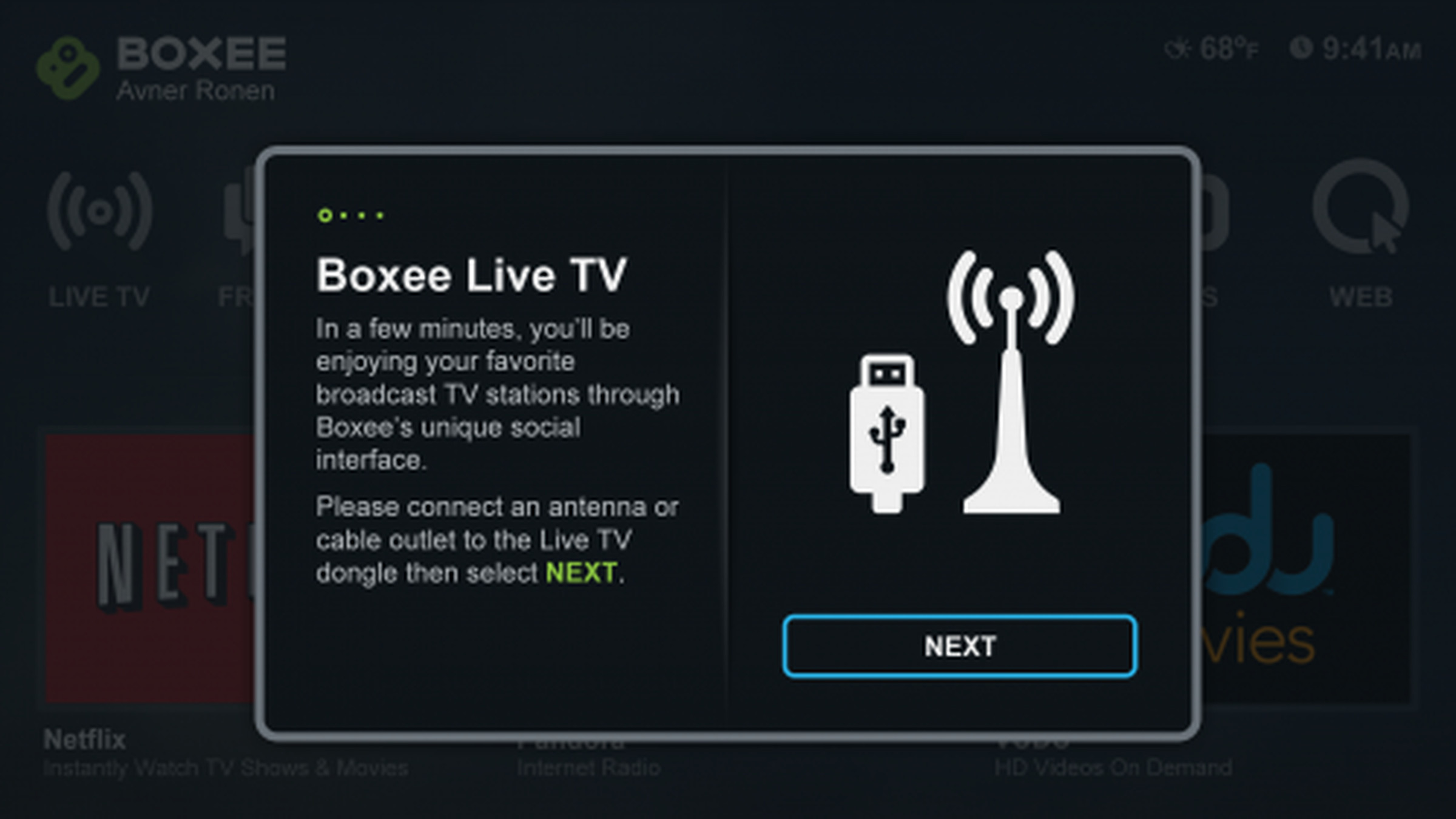 Boxee Box Live TV interface