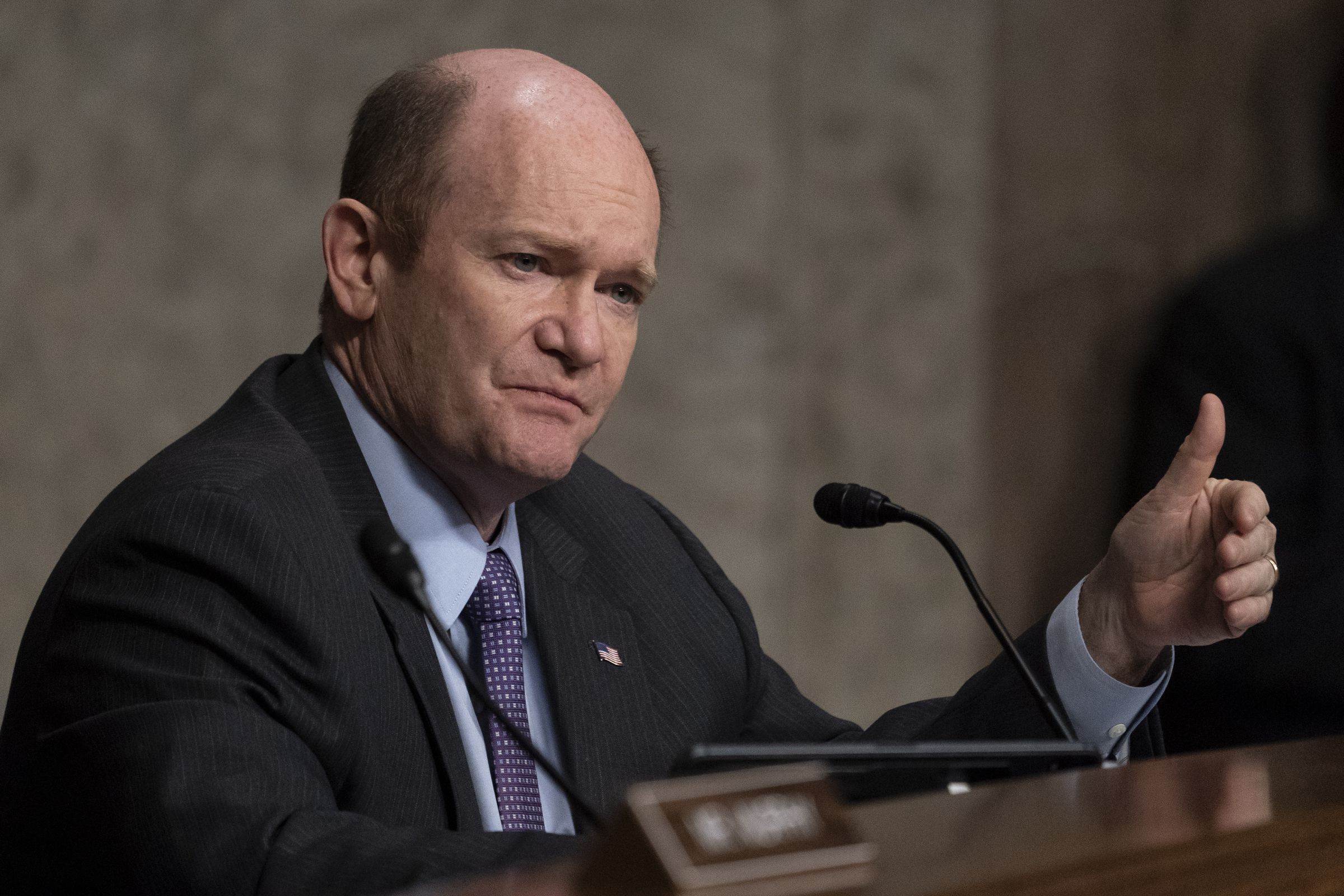 Sen. Chris Coons (D-DE) speaks during a Senate Foreign Relations Committee hearing