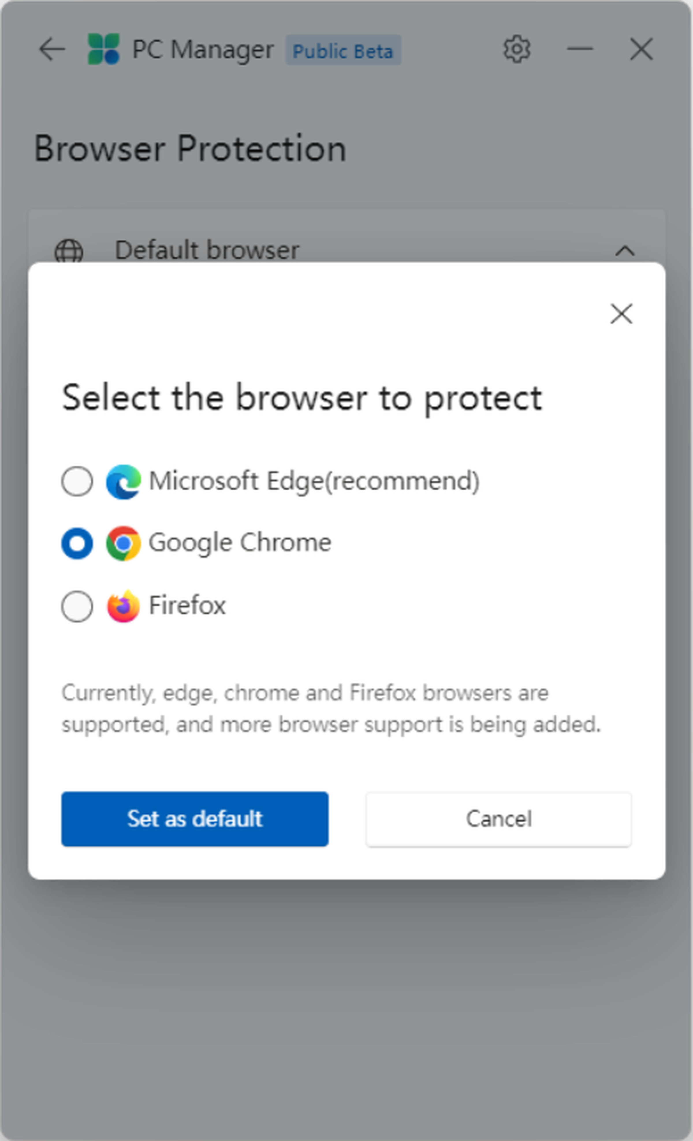 You can easily switch default browsers with this app.