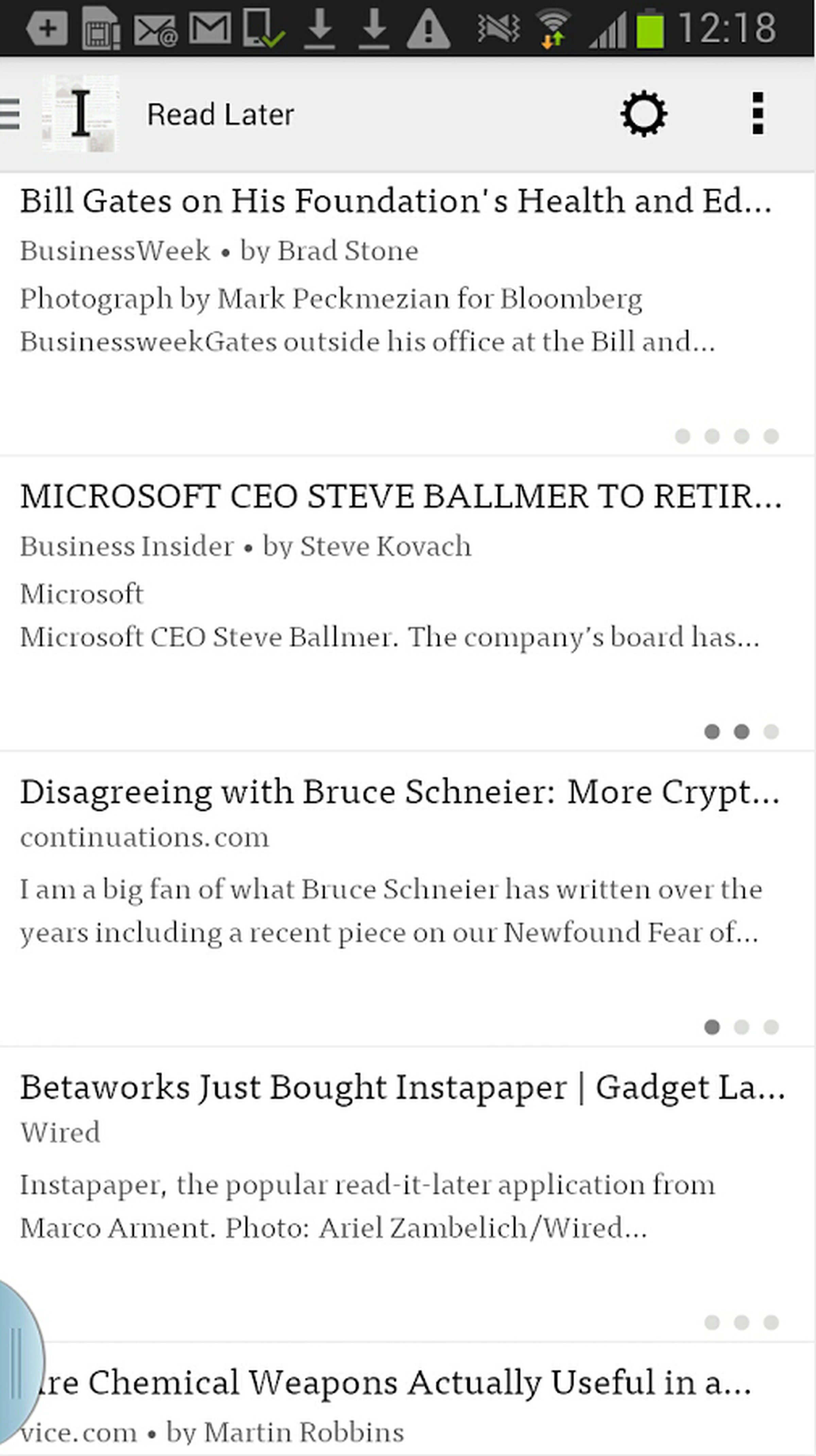 Instapaper for Android refresh screenshots 