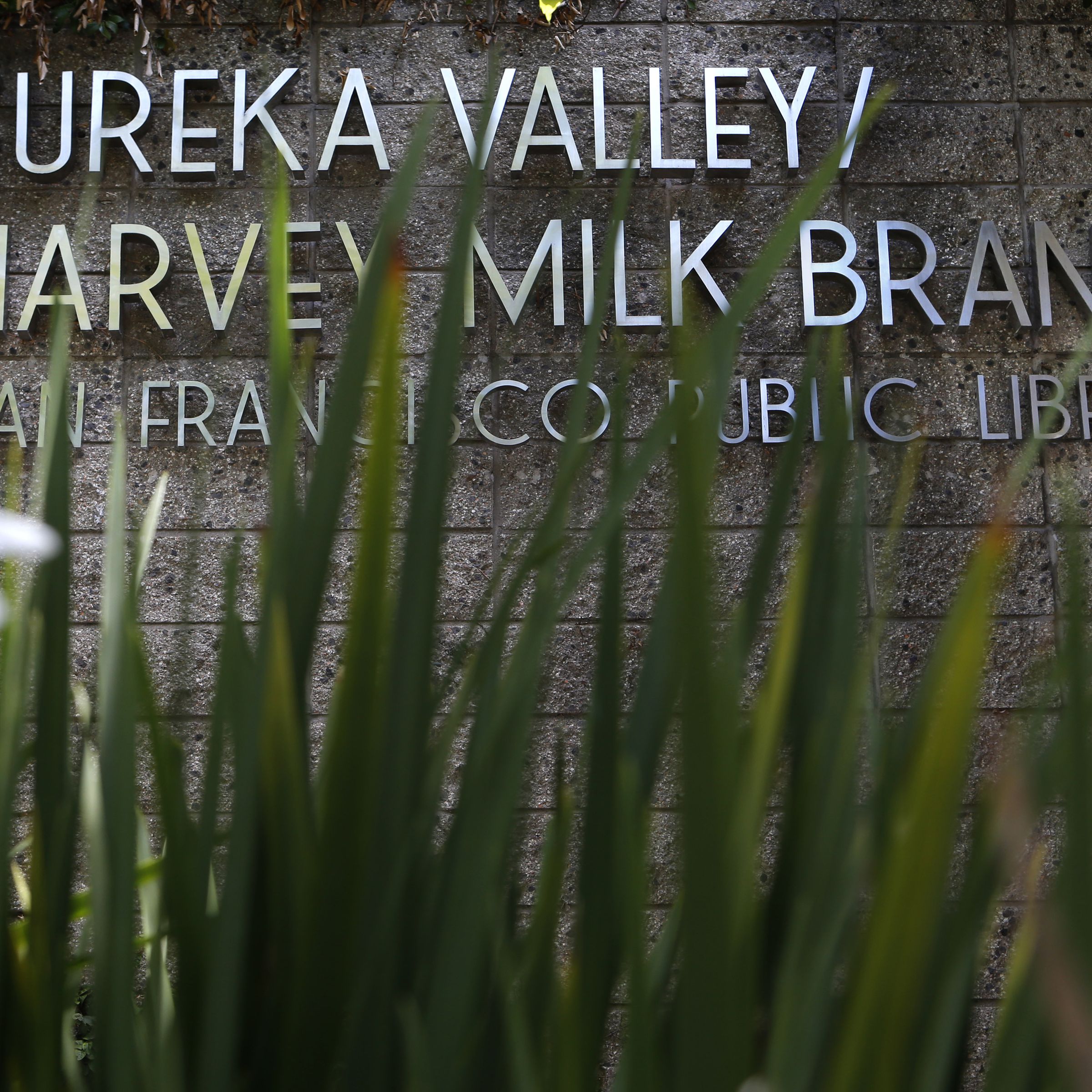 The Eureka Valley/Harvey Milk Memorial branch library sign in San Francisco, California, on Wednesday, May 7th, 2014.