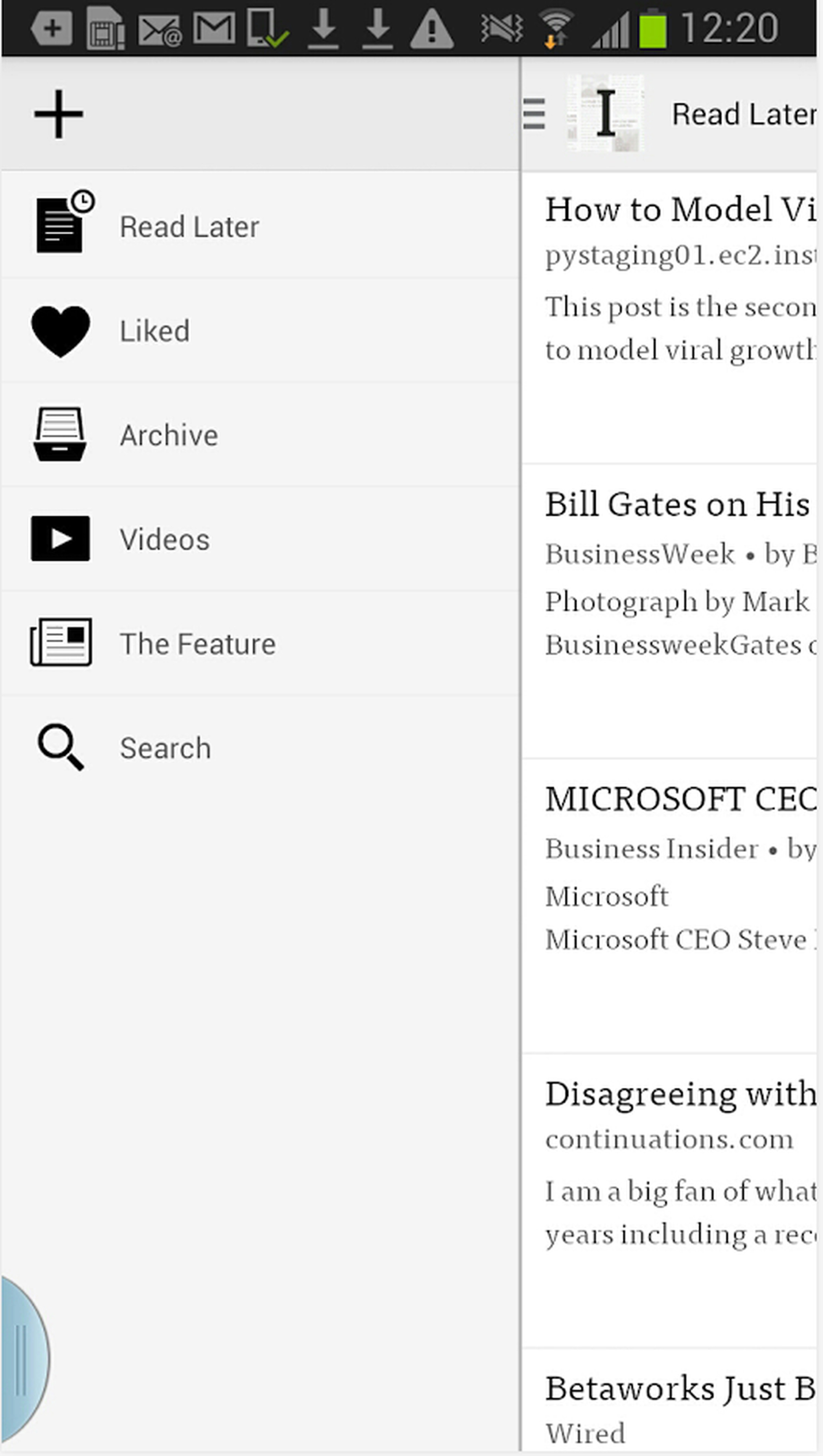 Instapaper for Android refresh screenshots 