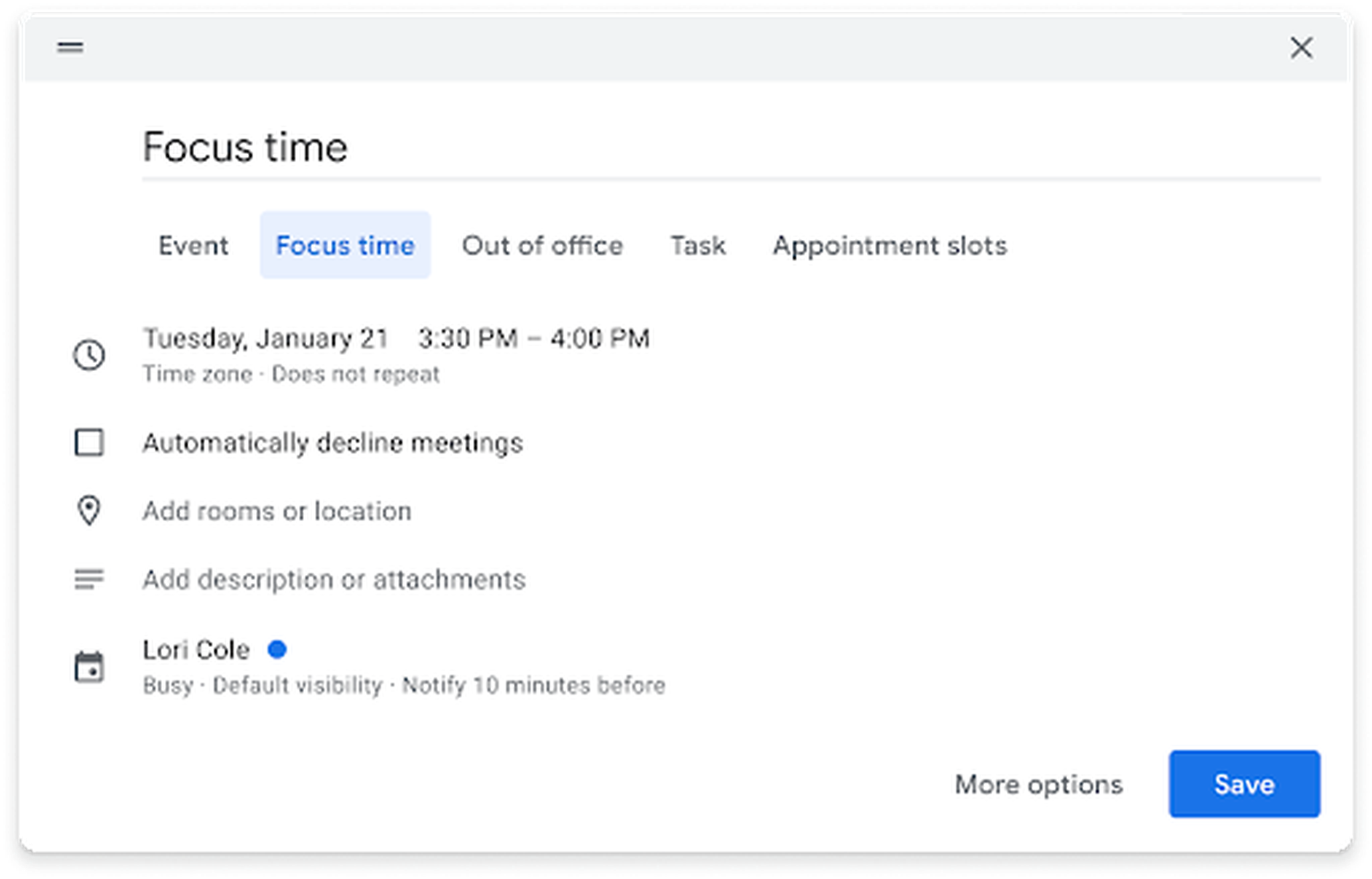 Google Calendar’s new focus blocks can autodecline meetings for you