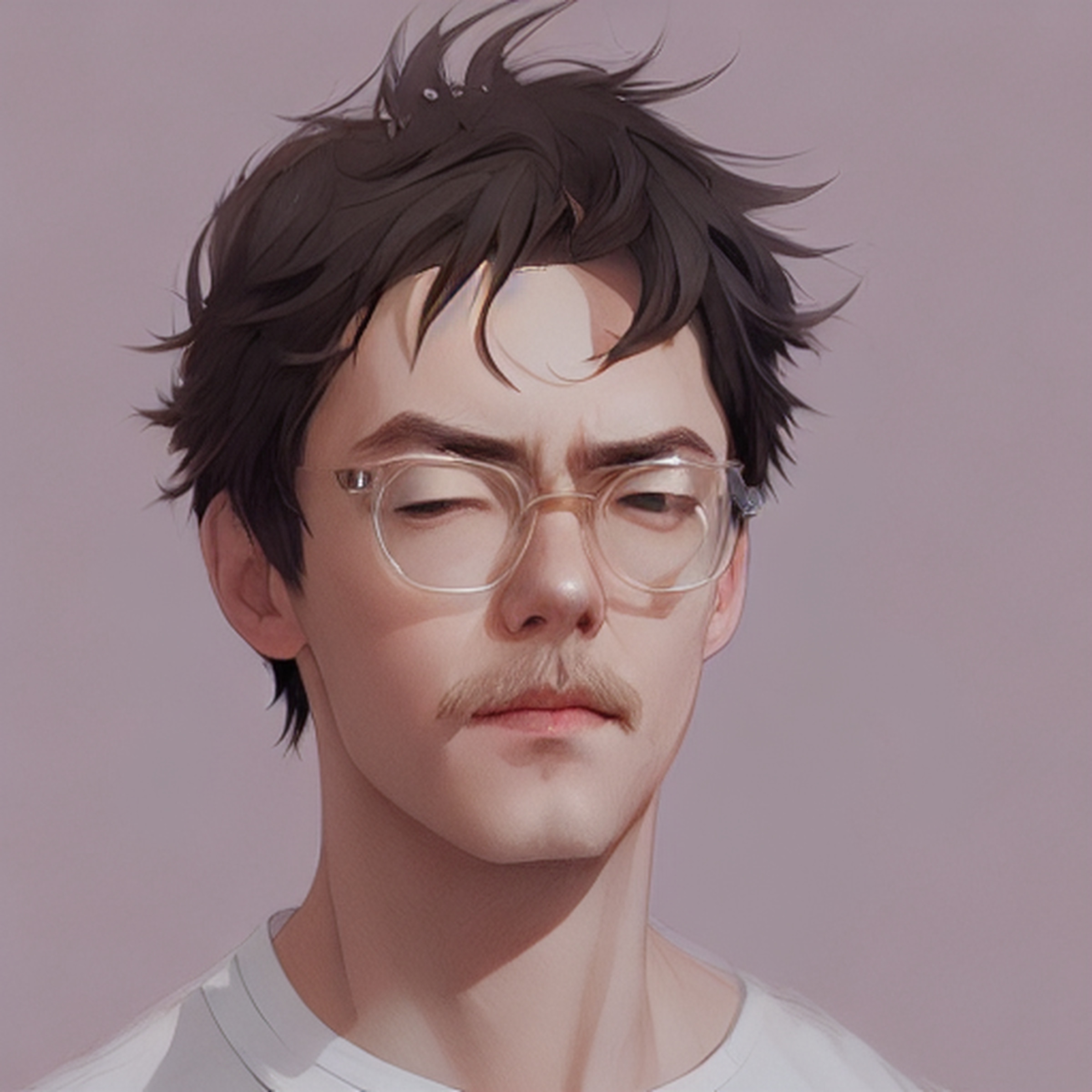 An AI-generated digital painting of a white male in an anime style.