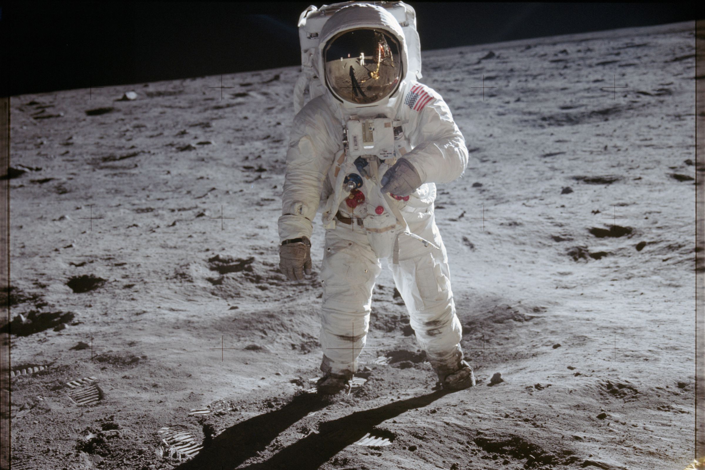 Astronaut in space suit on lunar surface