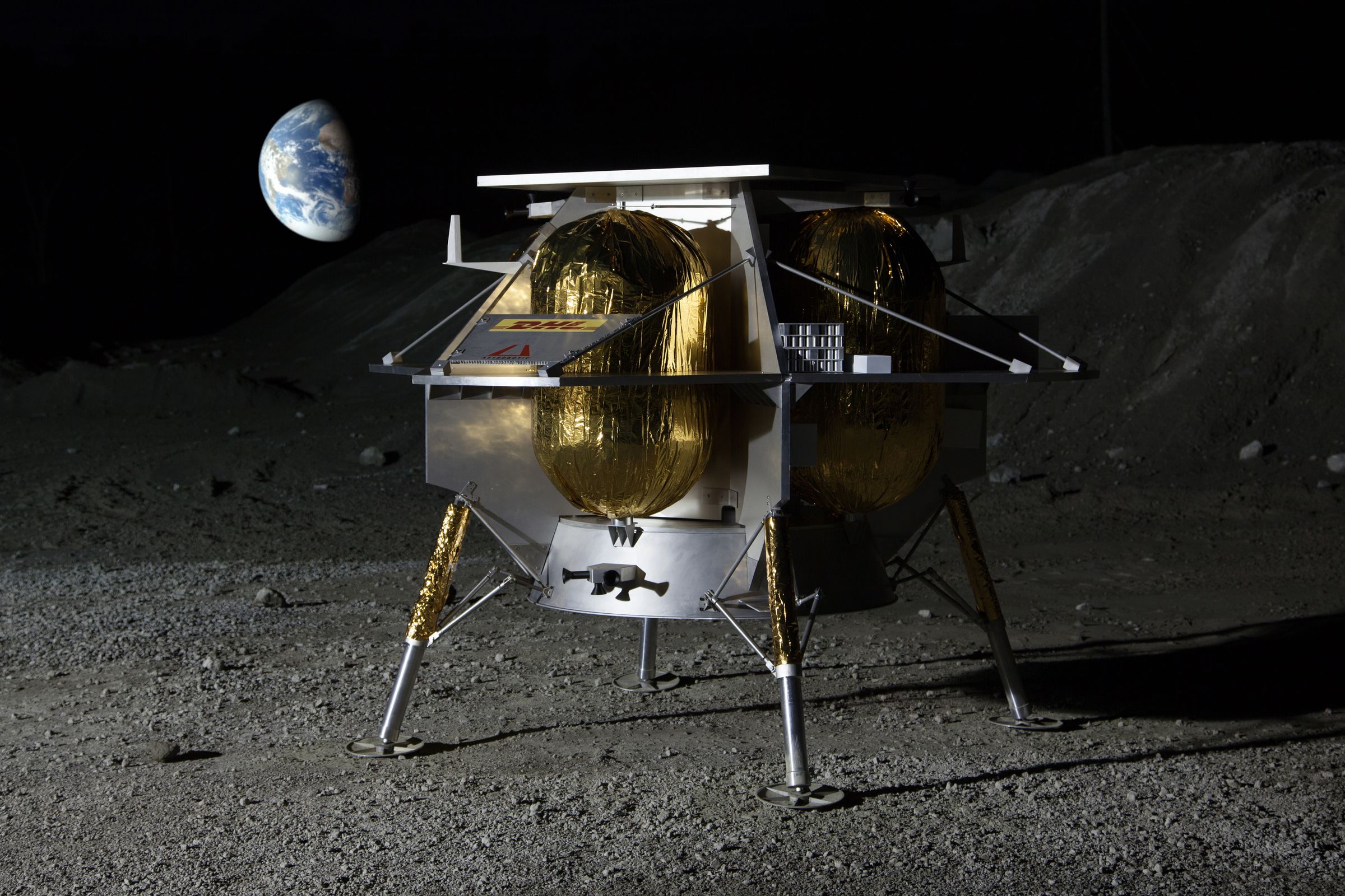 A rendering of the Peregrine Lunar Lander.