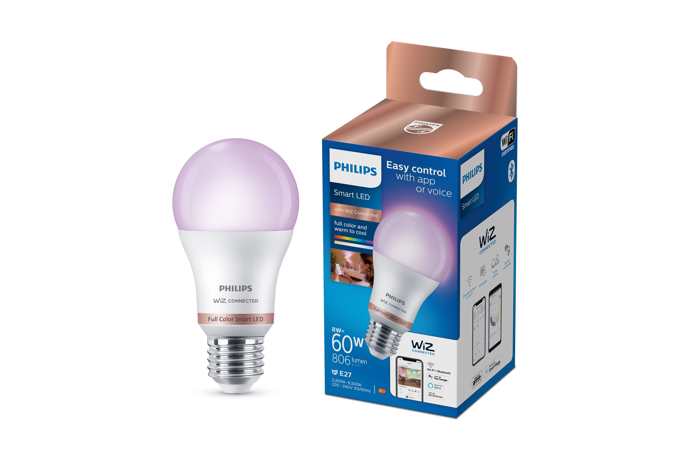 Like Philips Hue, the new Philips Smart LED bulbs support millions of colors.