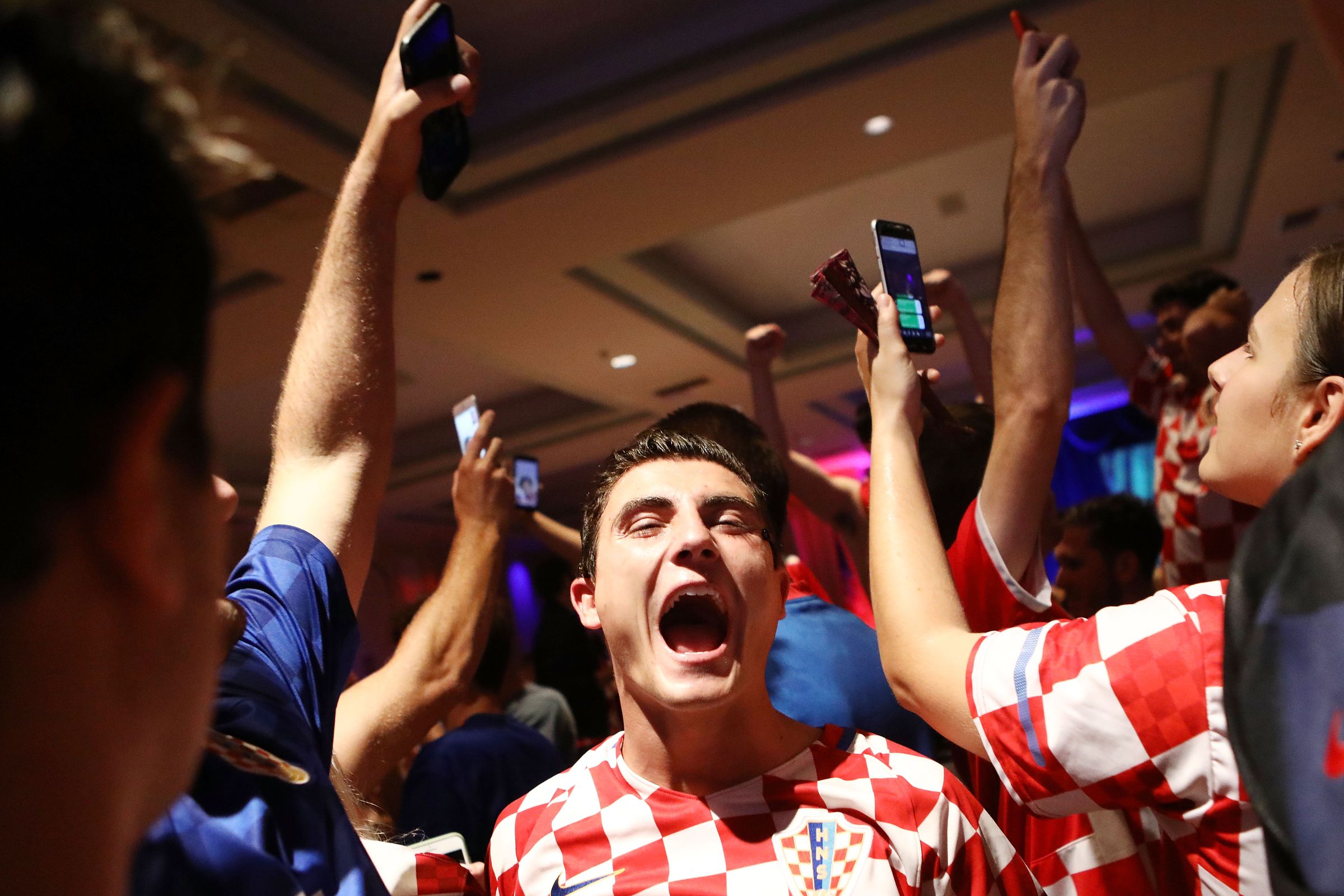 Croatia Fans Watch World Cup Semi Final Match In L.A. Church