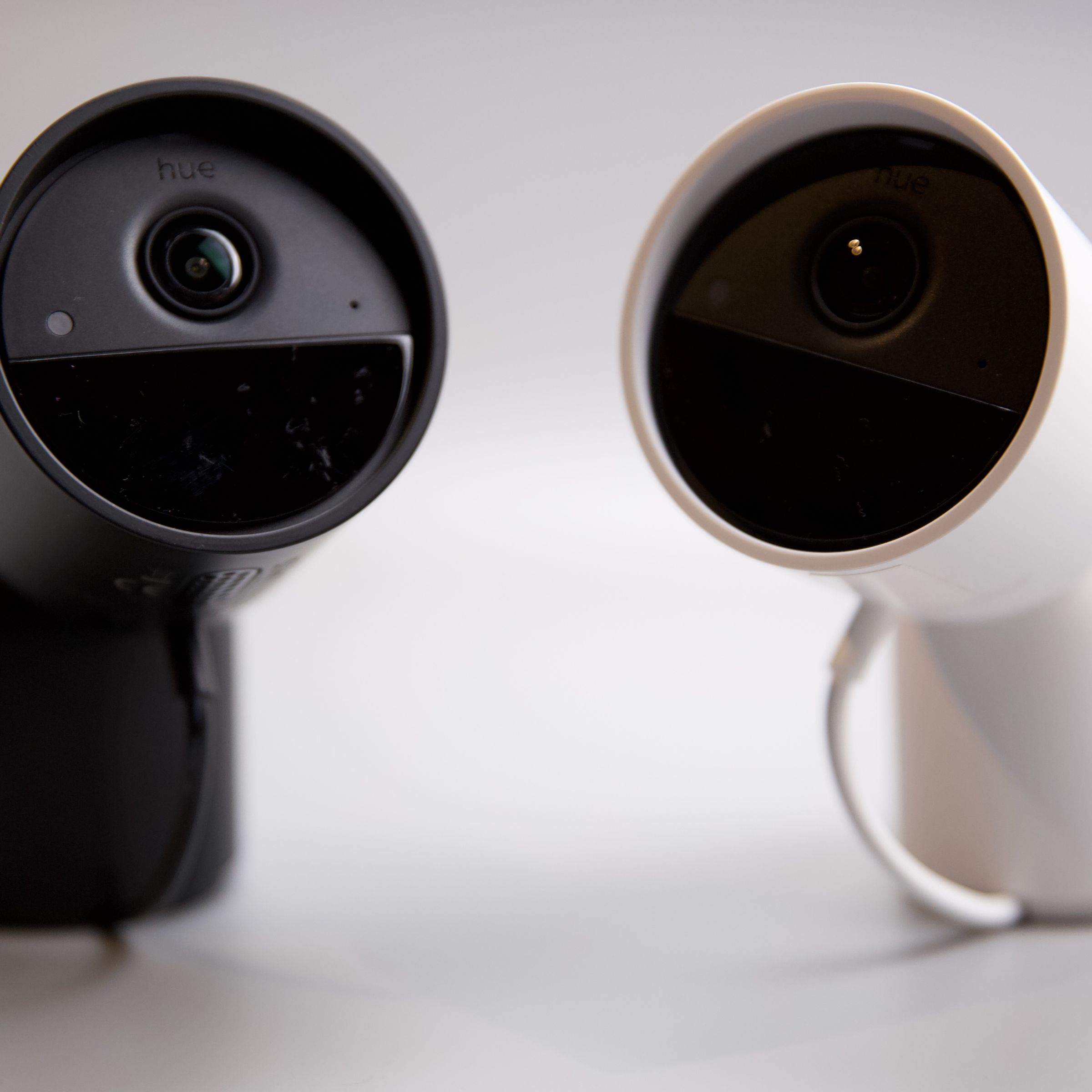 Philips Hue’s new wired indoor/outdoor security camera comes in black or white and can work as a motion sensor for Hue’s smart lighting and its new Hue Secure security system.