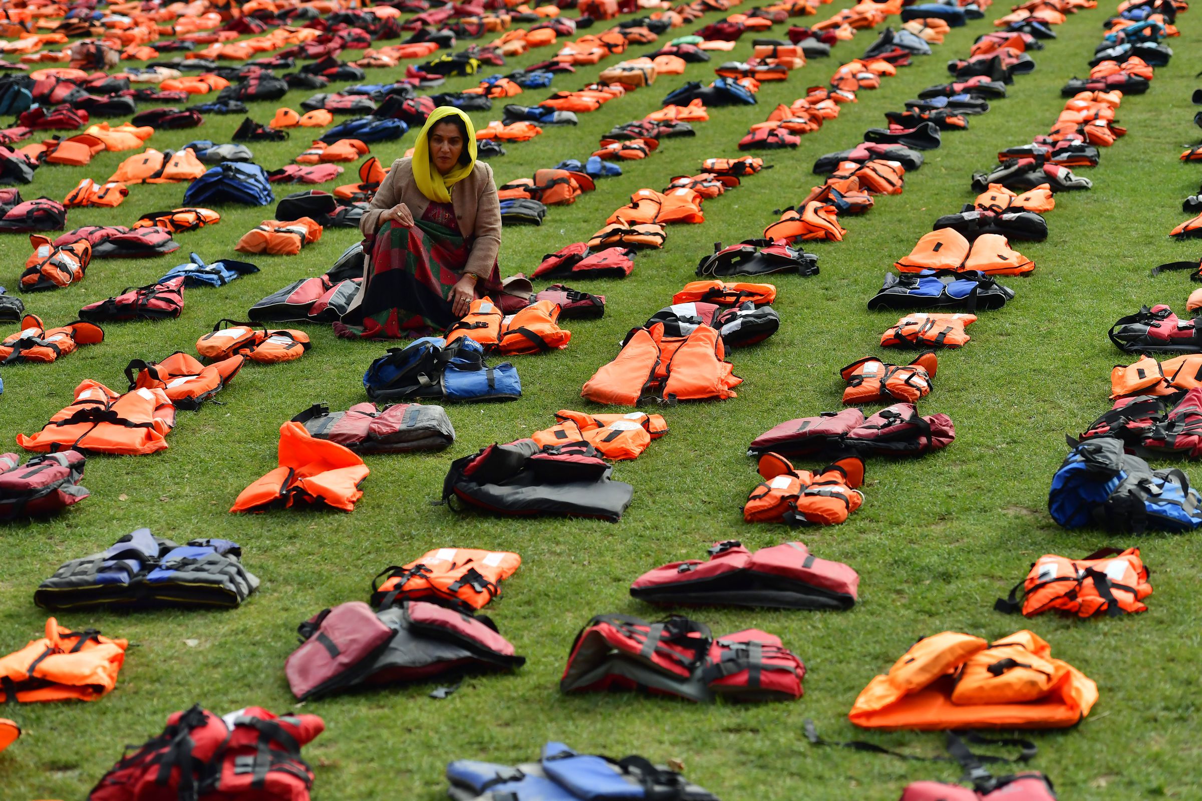 Protestors Create A 'Graveyard Of Lifejackets' To Coincide With The UN Migration Summit