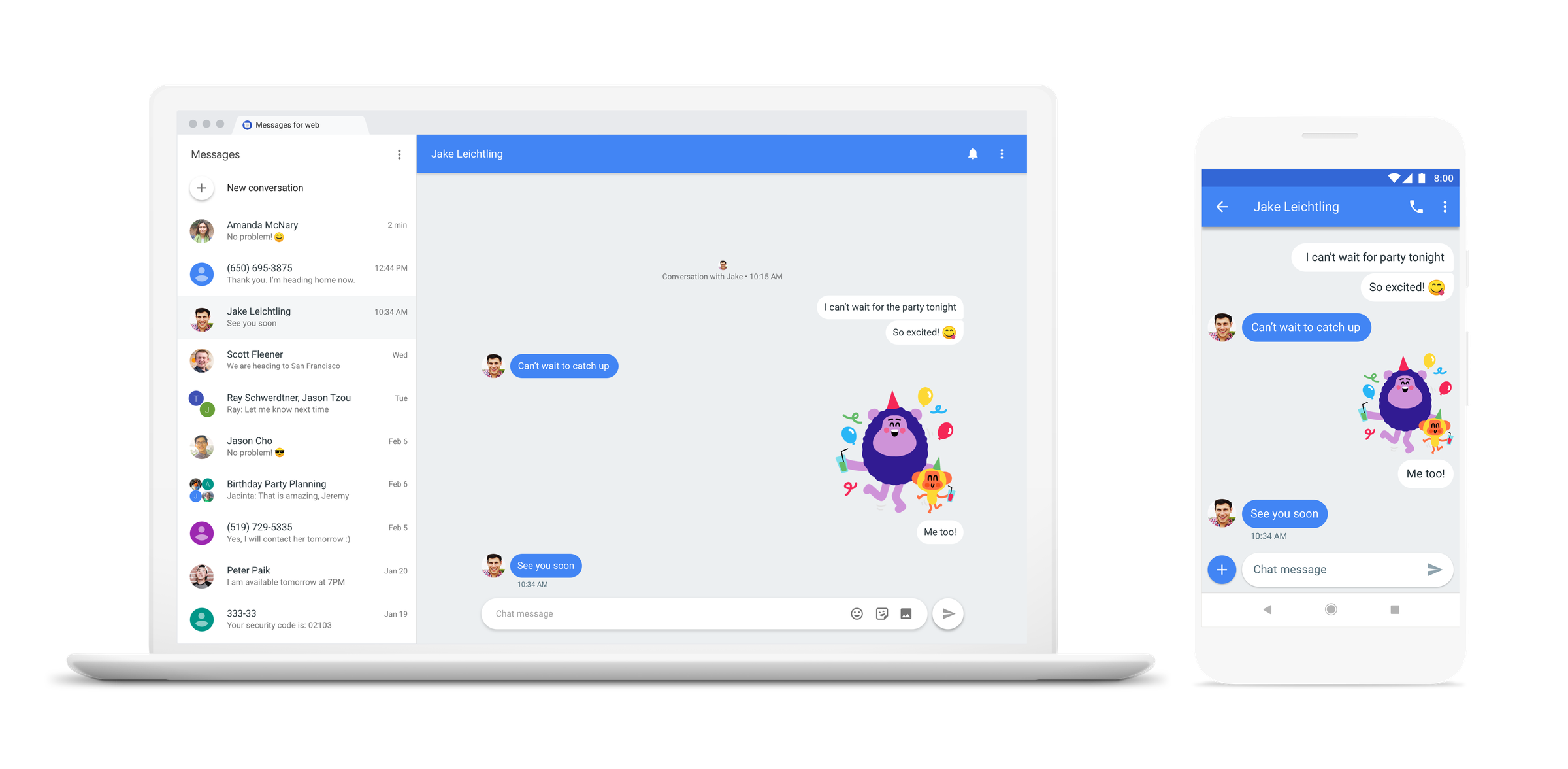 Android Messages web client preview.