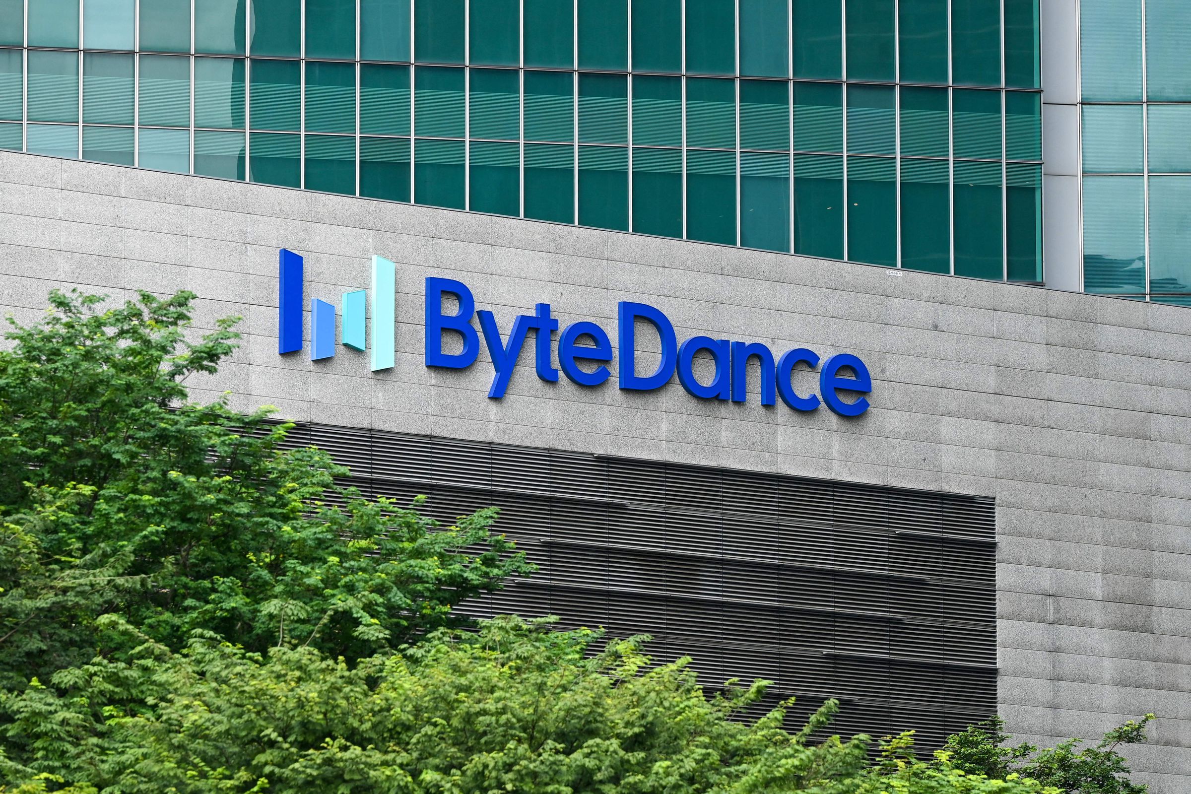 A logo of ByteDance is seen on the building of the company’s headquarters in Singapore on September 7, 2023