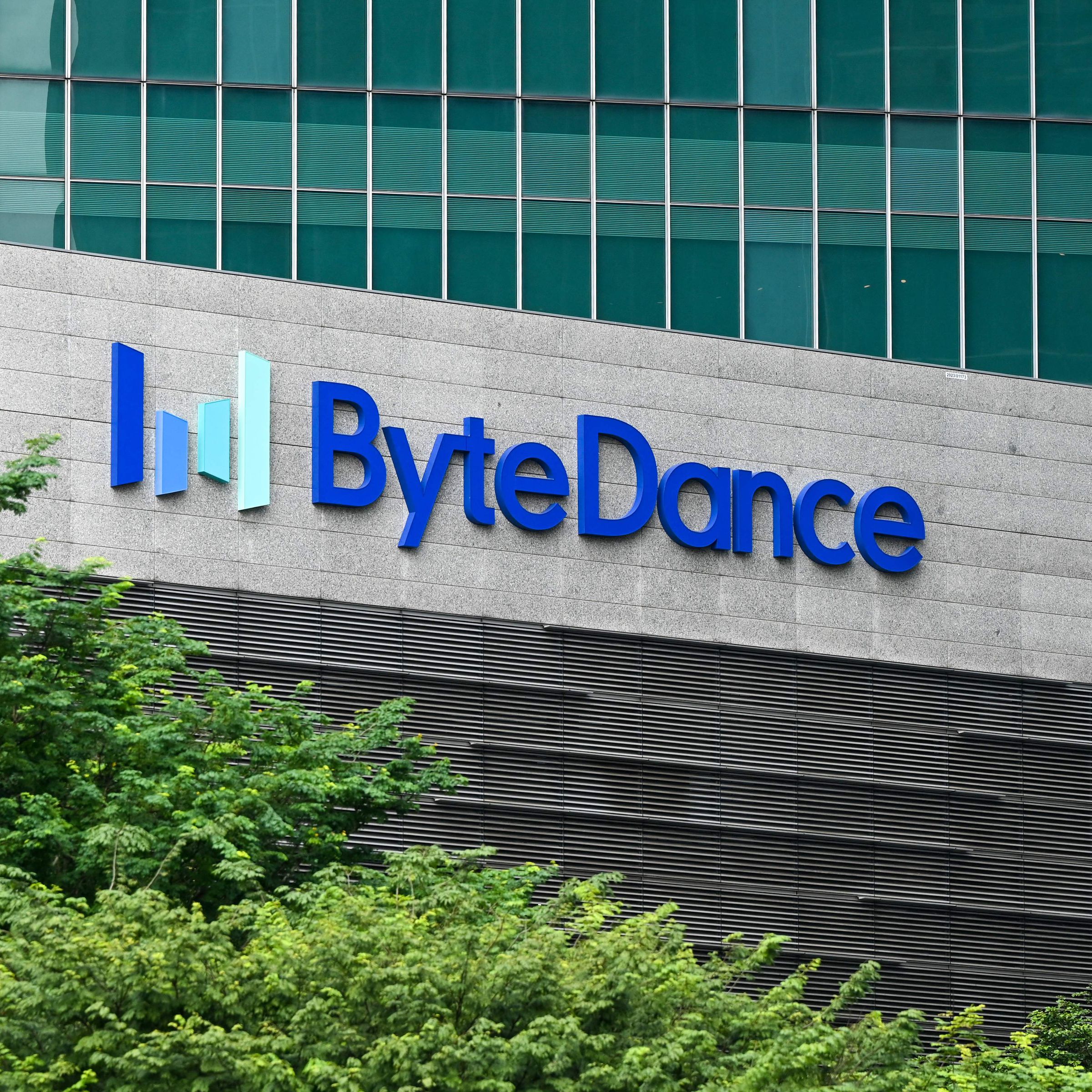 A logo of ByteDance is seen on the building of the company’s headquarters in Singapore on September 7, 2023