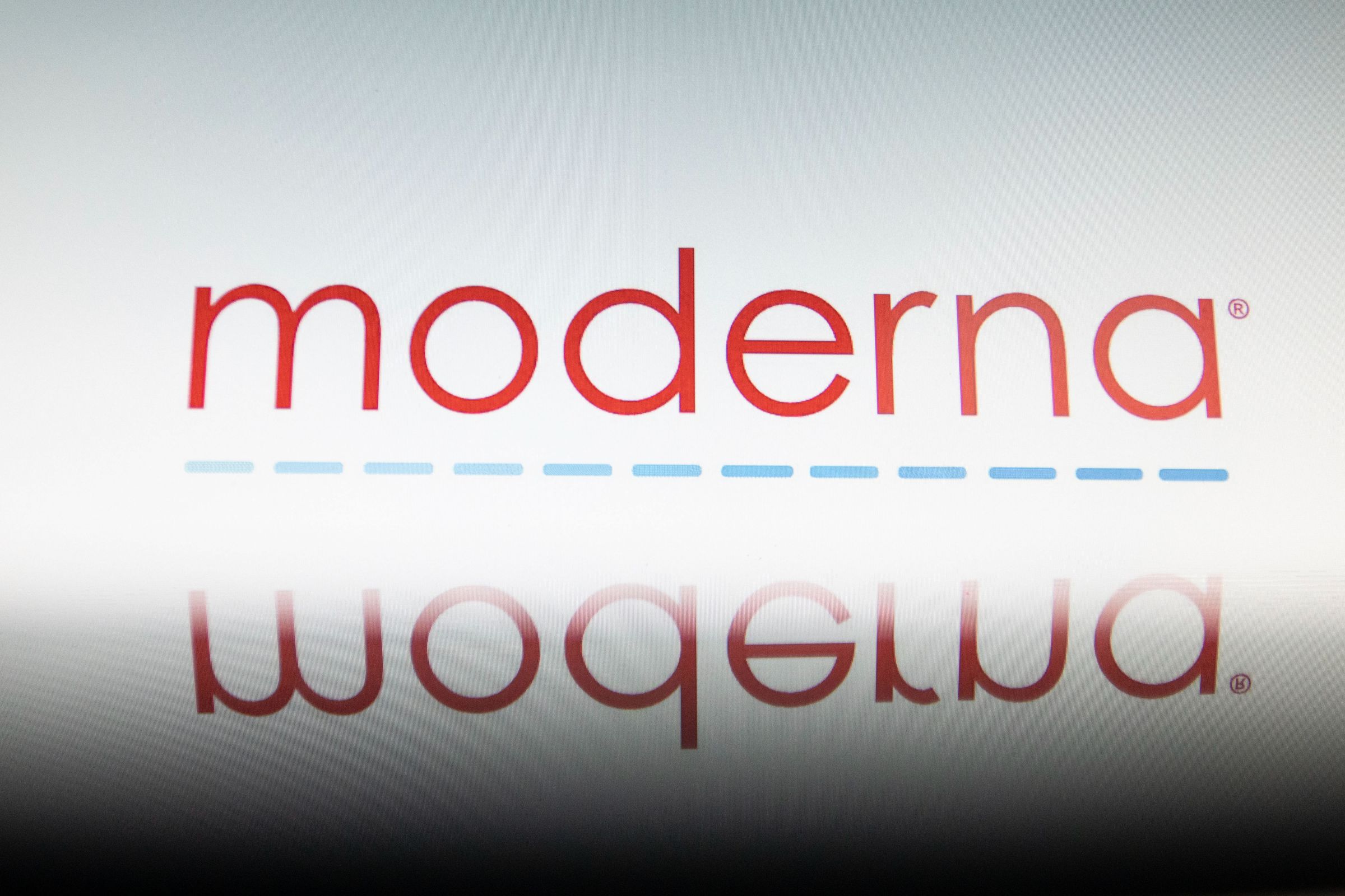 Illustration Of Moderna Logo With A Syringe