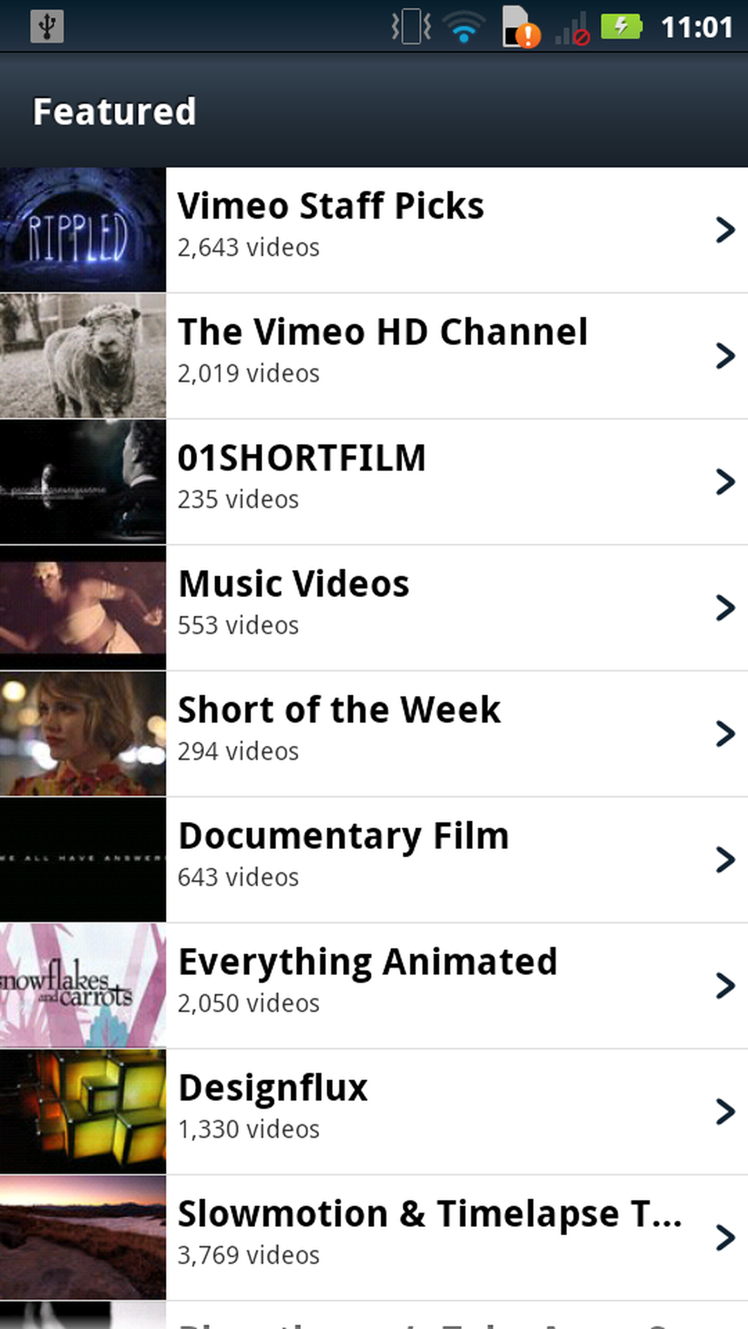 Vimeo for Android, iPad, Windows Phone photos