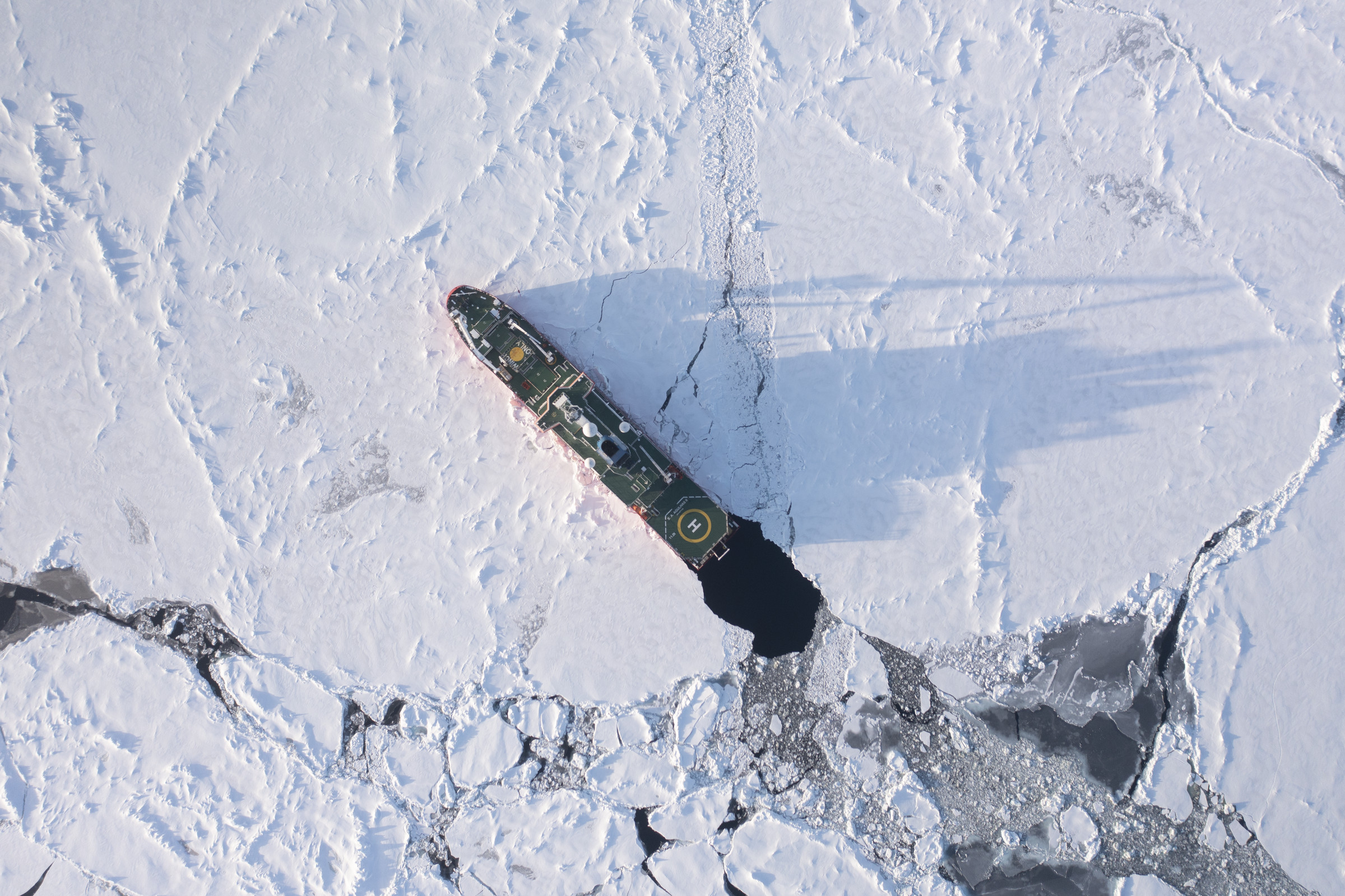 The Endurance22 mission’s icebreaker S.A. Agulhas II surrounded by sea ice 