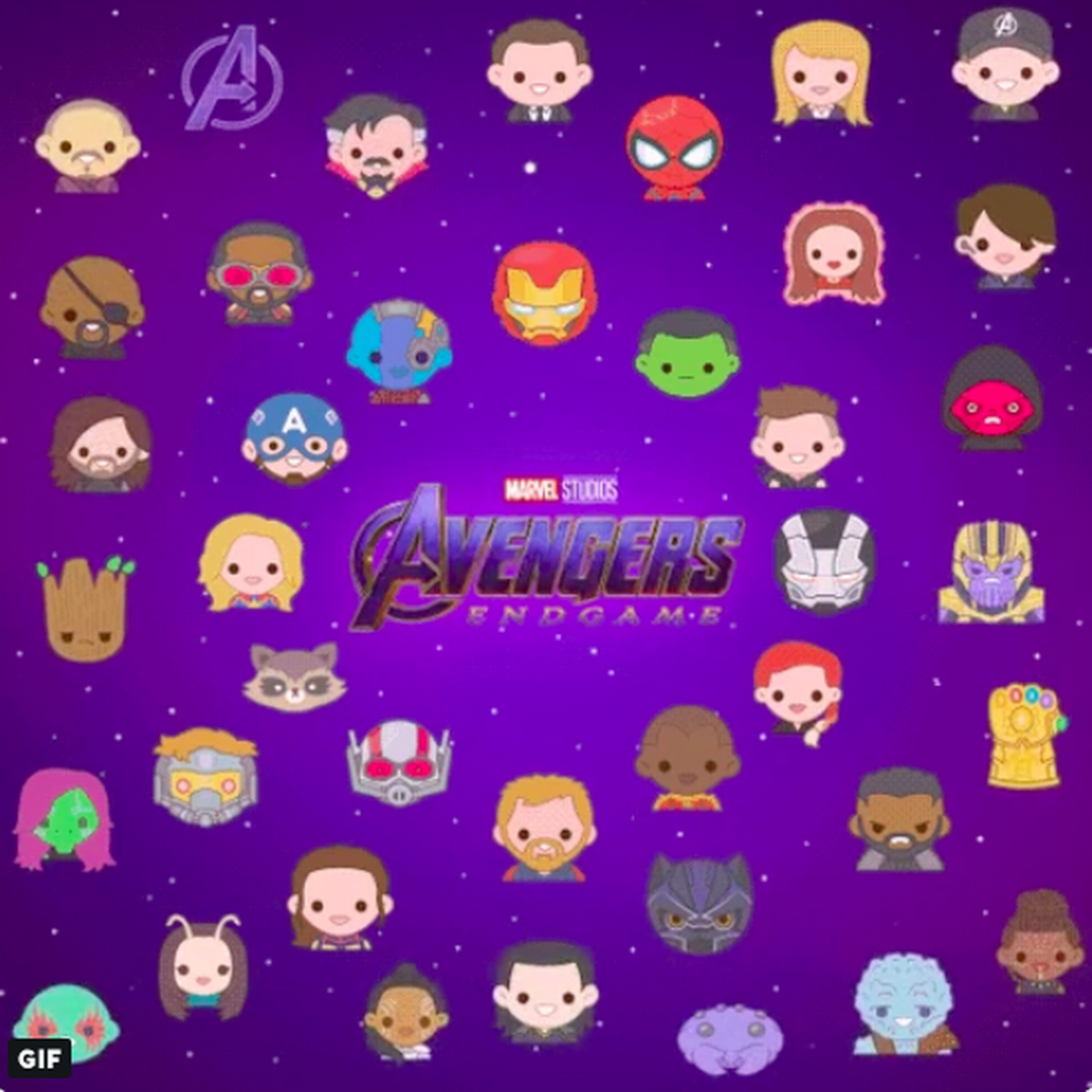 The various Avengers emoji.