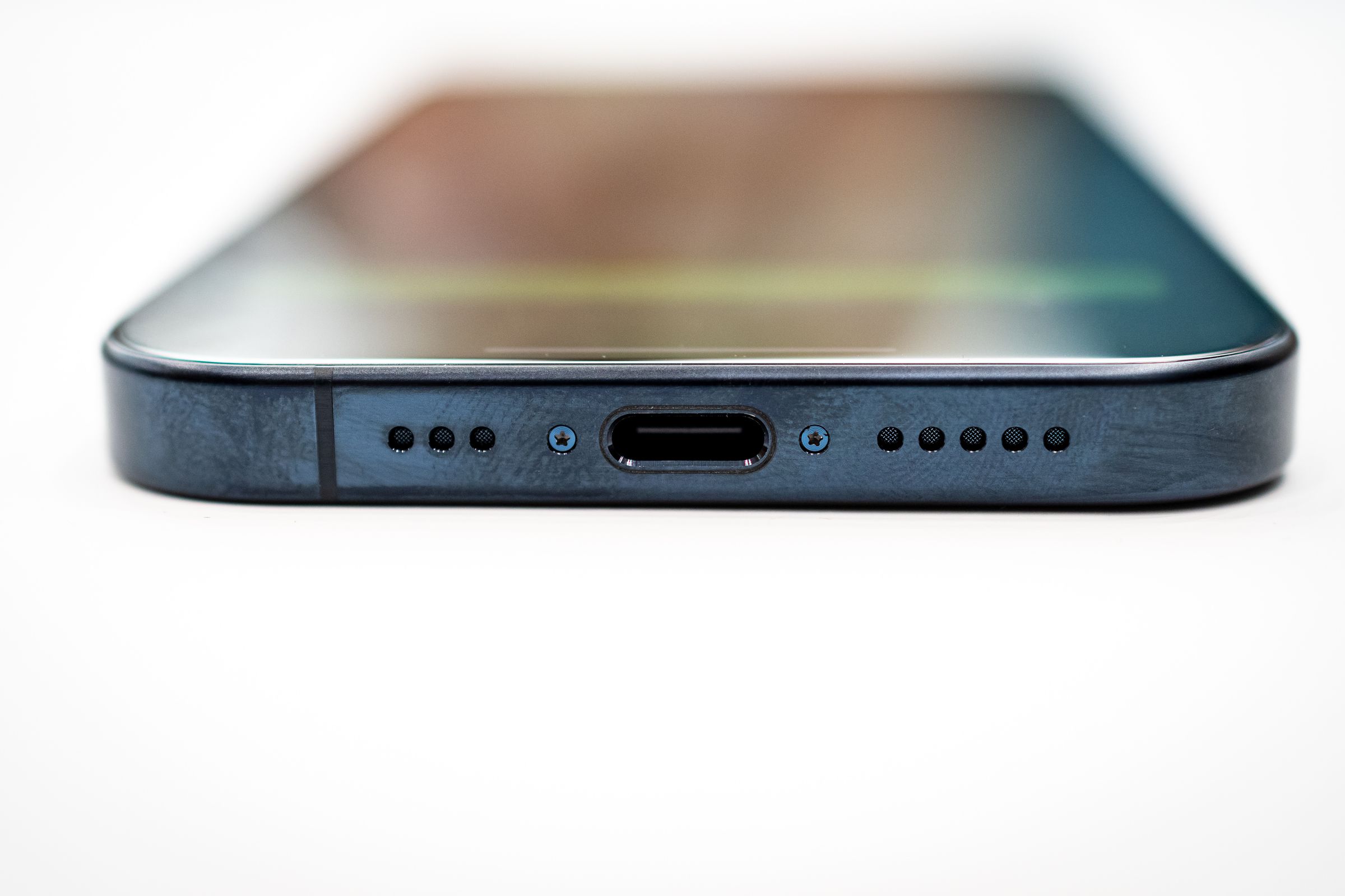 <em>Yep, that’s a USB-C port. The Pro’s is even more powerful than the normal iPhone 15’s.</em>