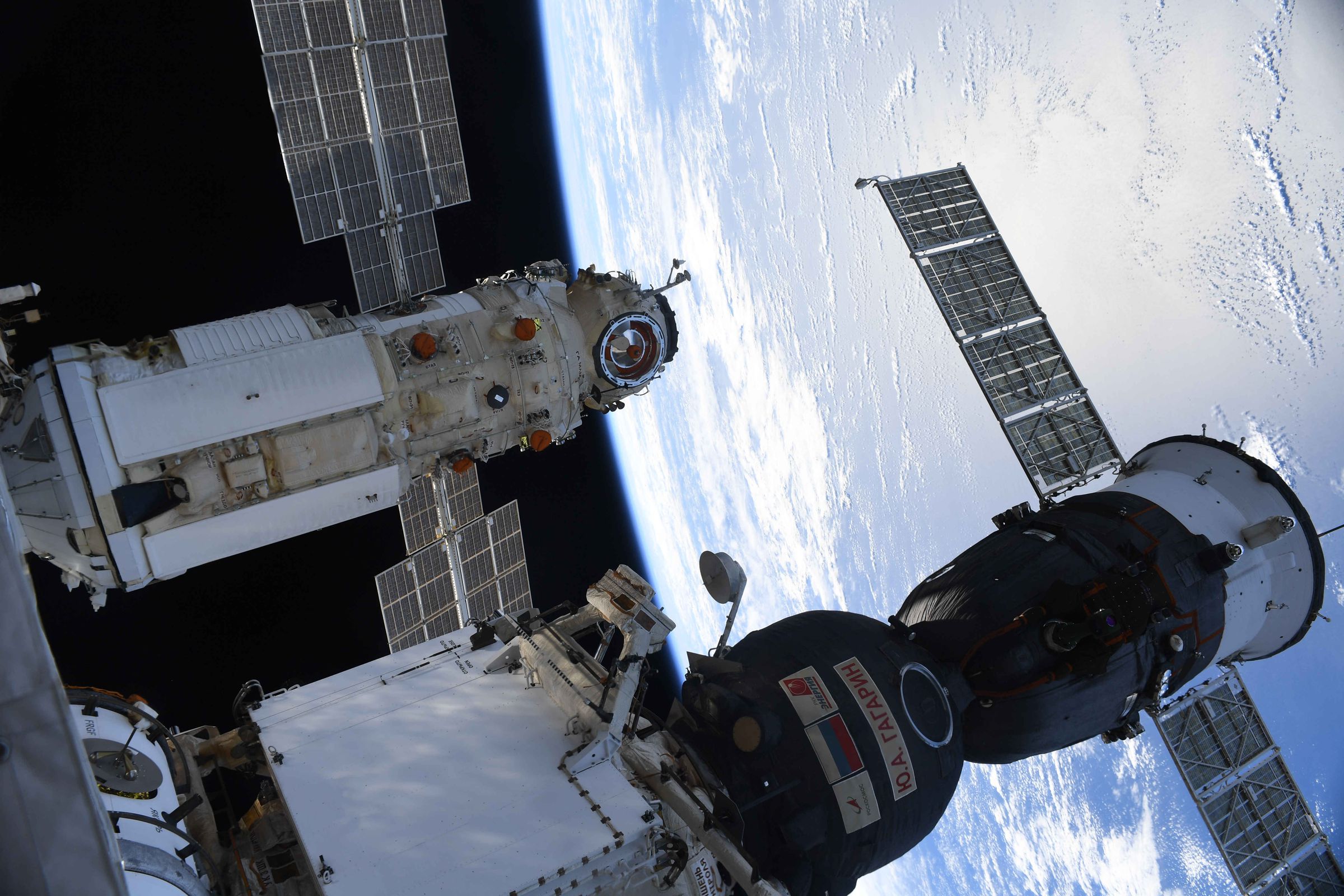 Russia’s Nauka module (left) docked to the International Space Station