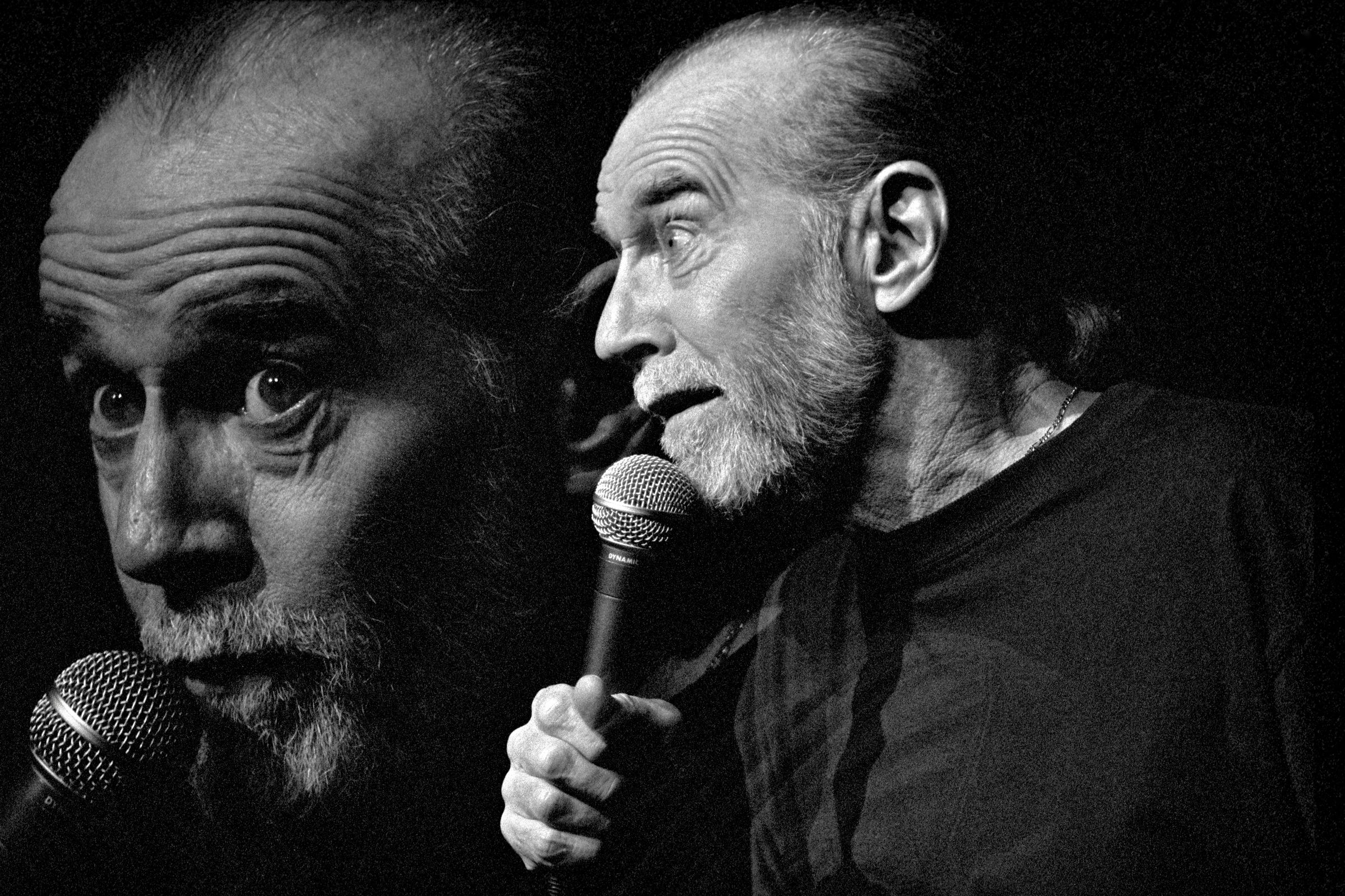 George Denis Patrick Carlin performs a standup routine at the Cheyenne Civic Center on June 1, 1992 in Cheyenne, Wyoming.