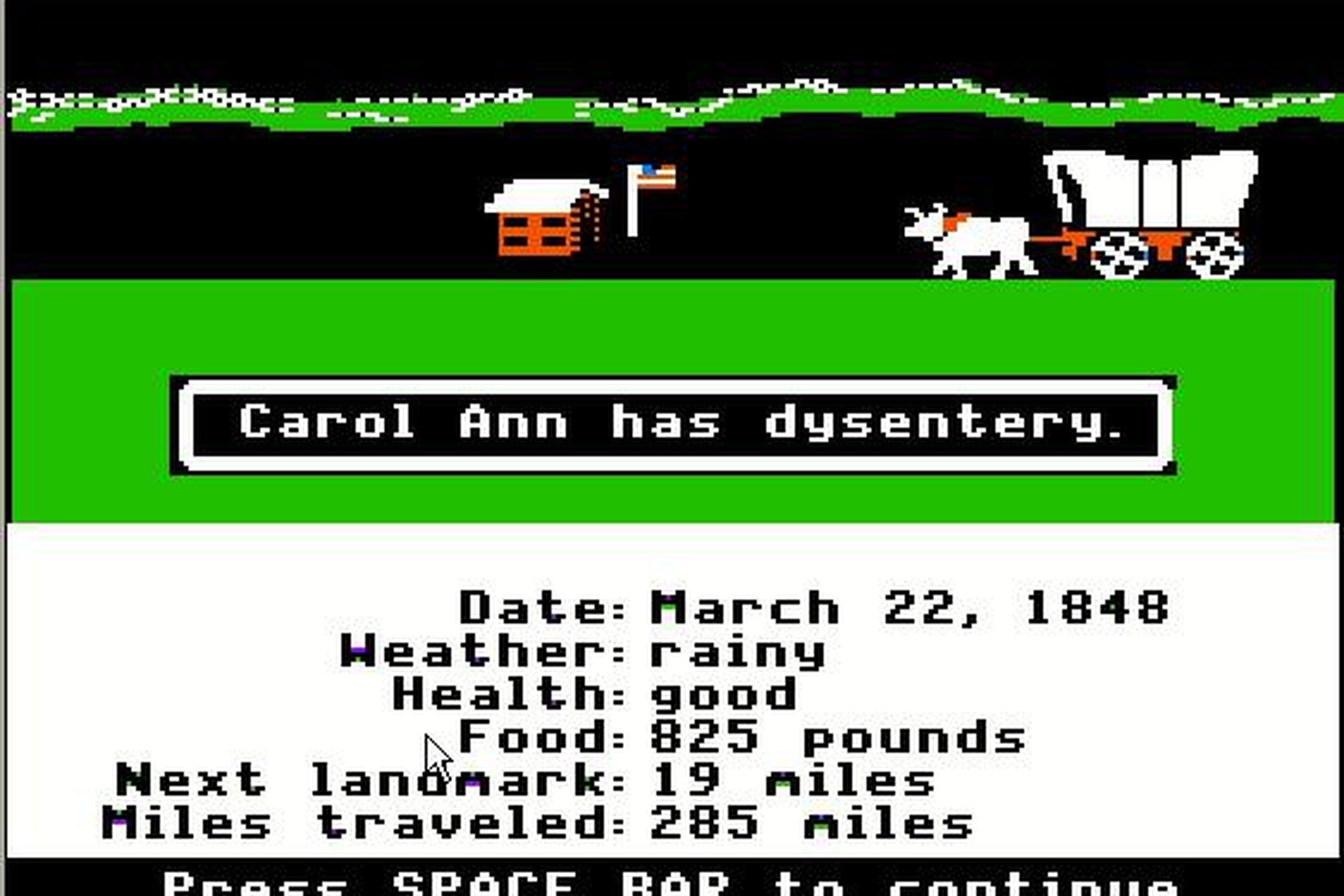 The Oregon Trail dysentery