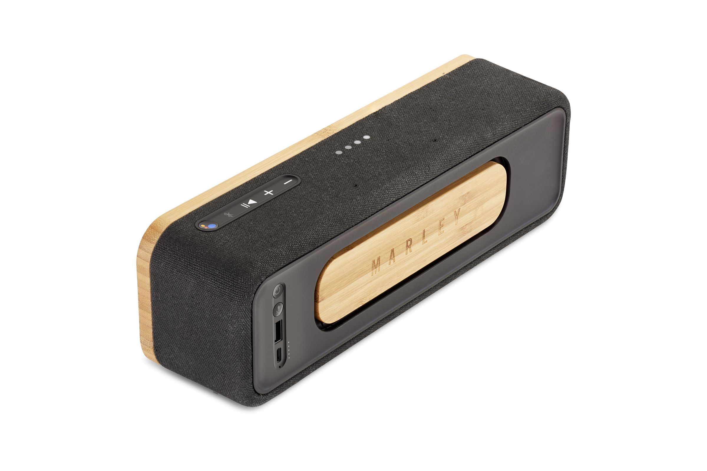 The rear of the Get Together Mini features a USB-C port for charging and a USB-A port to use the speaker as a portable power pack. 