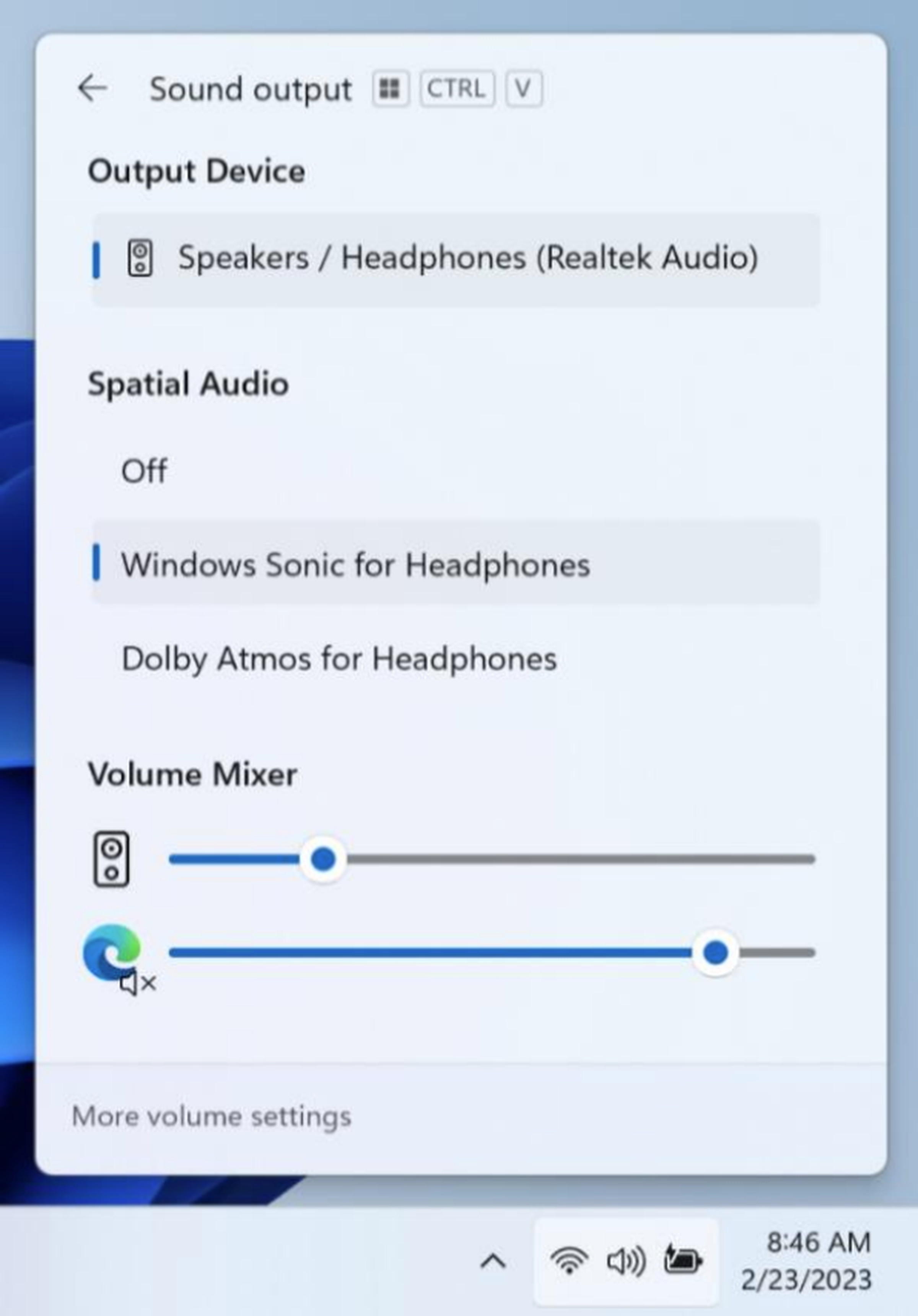The new Windows 11 volume mixer.