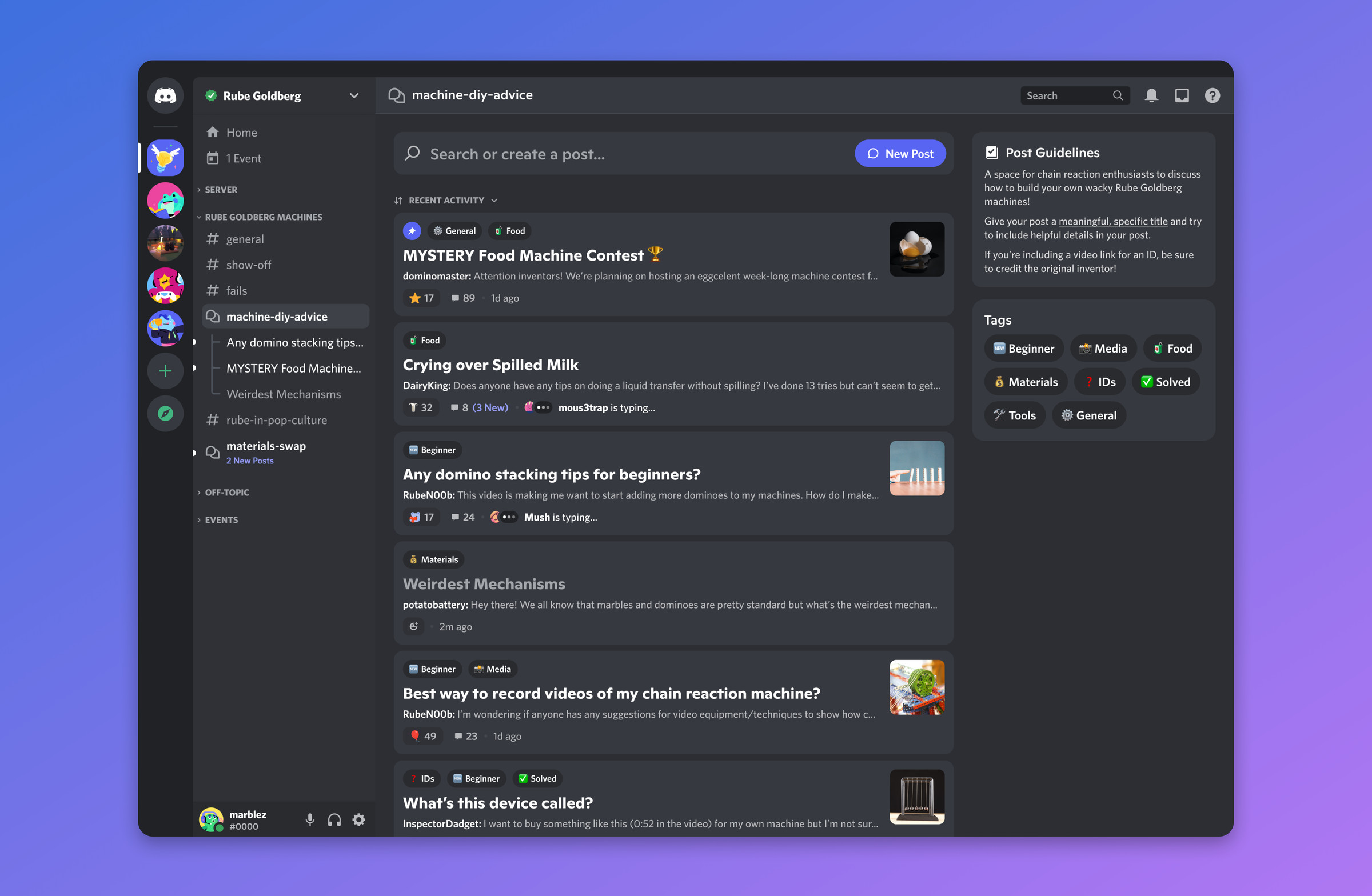 An example of Discord’s new Forum Channels feature