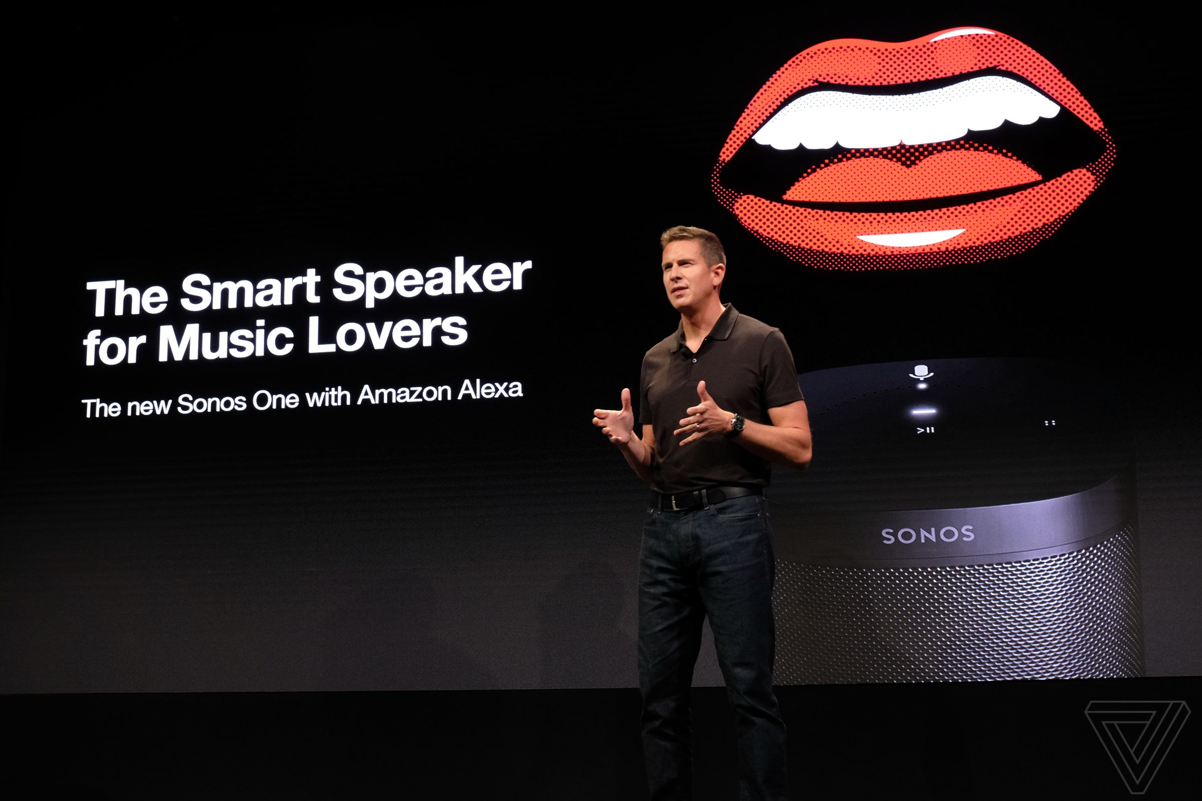 Sonos CEO Patrick Spence and the new Sonos One.