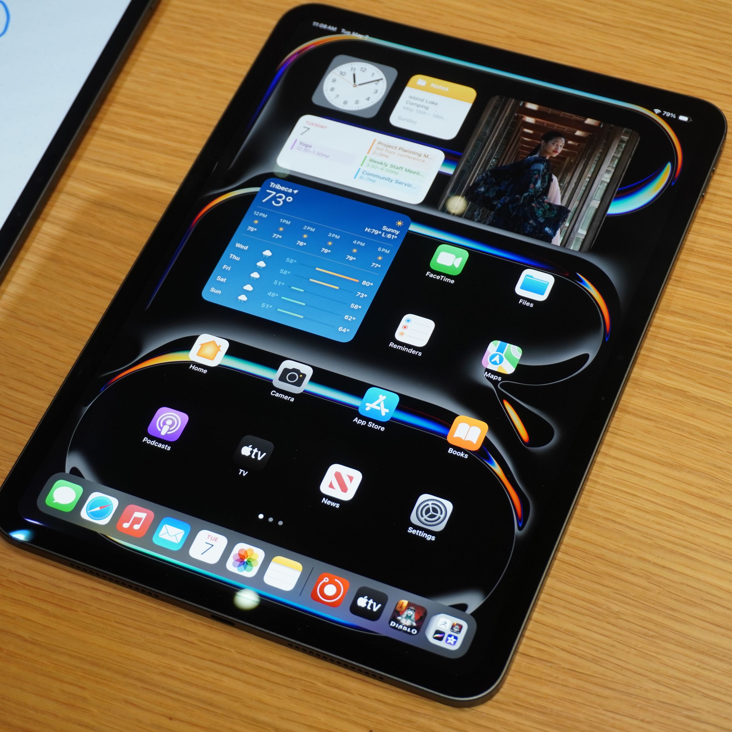 An overhead photo of the iPad Pro 2024 on a table.