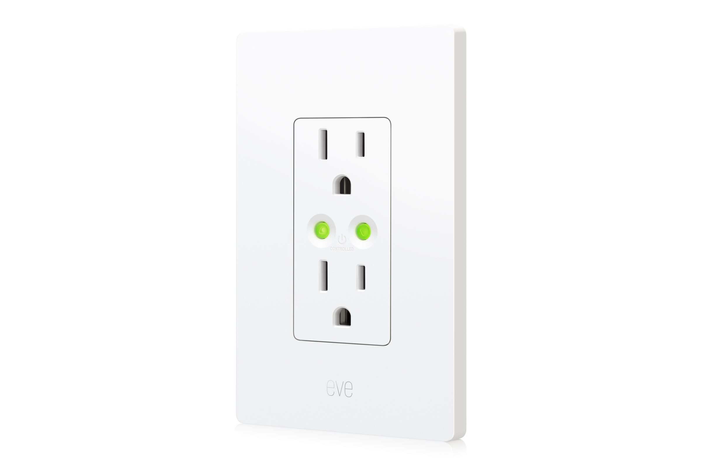 The Eve Energy Outlet has the same specs as the Eve plug, capable of supporting loads up to 15A / 1800W.