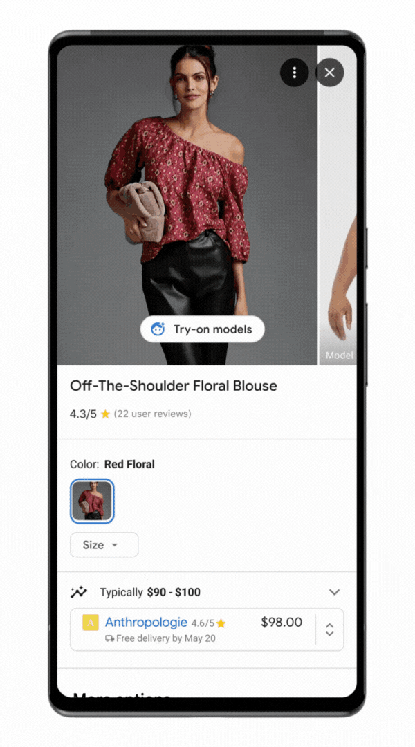 A GIF displaying how to use the new filtering options in Google Shopping.
