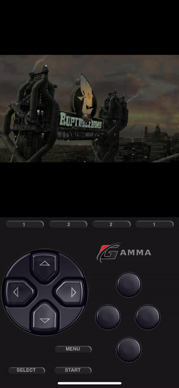 Una registrazione dello schermo di un gioco in esecuzione sull'emulatore Gamma.