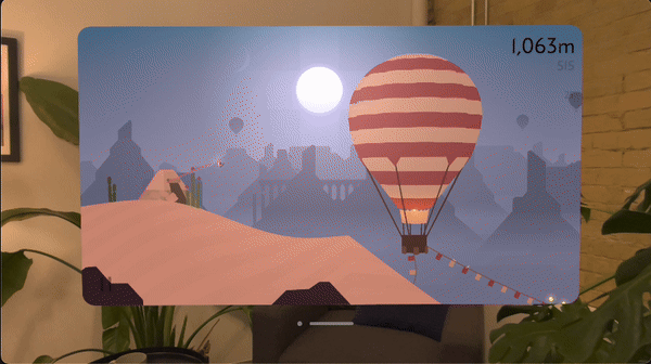 A GIF of Alto’s Odyssey: The Lost City running in a floating window on the Vision Pro.