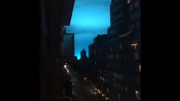 Blue lights seen over New York City