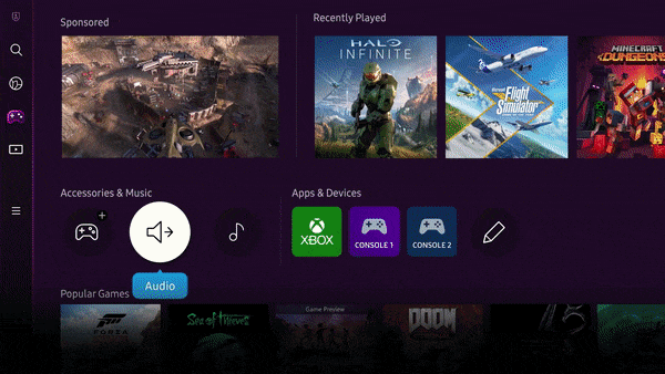 The Xbox app running on a Samsung TV.